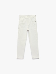 Normal Bel Pamuklu Straight Jean Pantolon