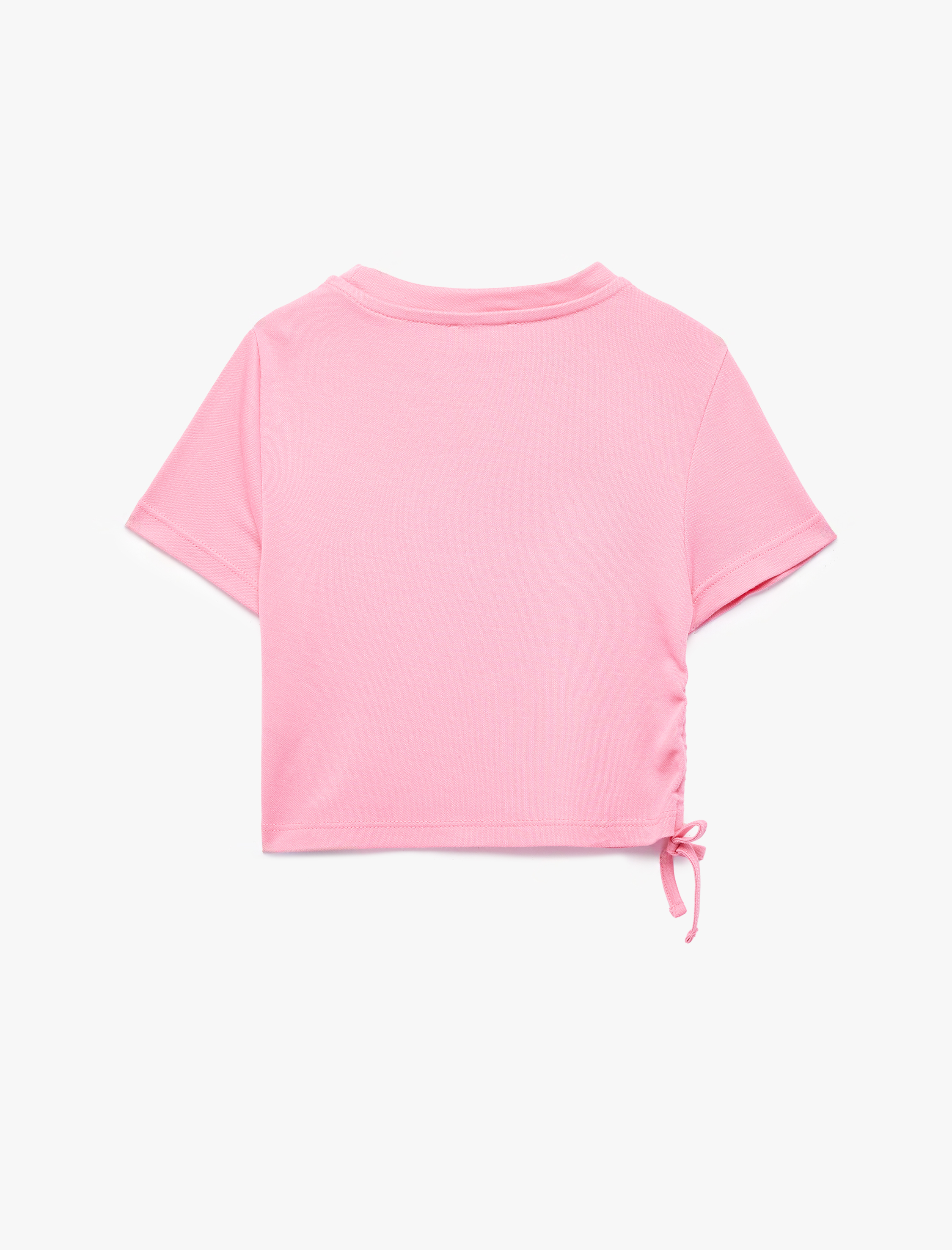  Kız Çocuk Modal Karışımlı Kısa Kollu Bisiklet Yaka Crop Tişört