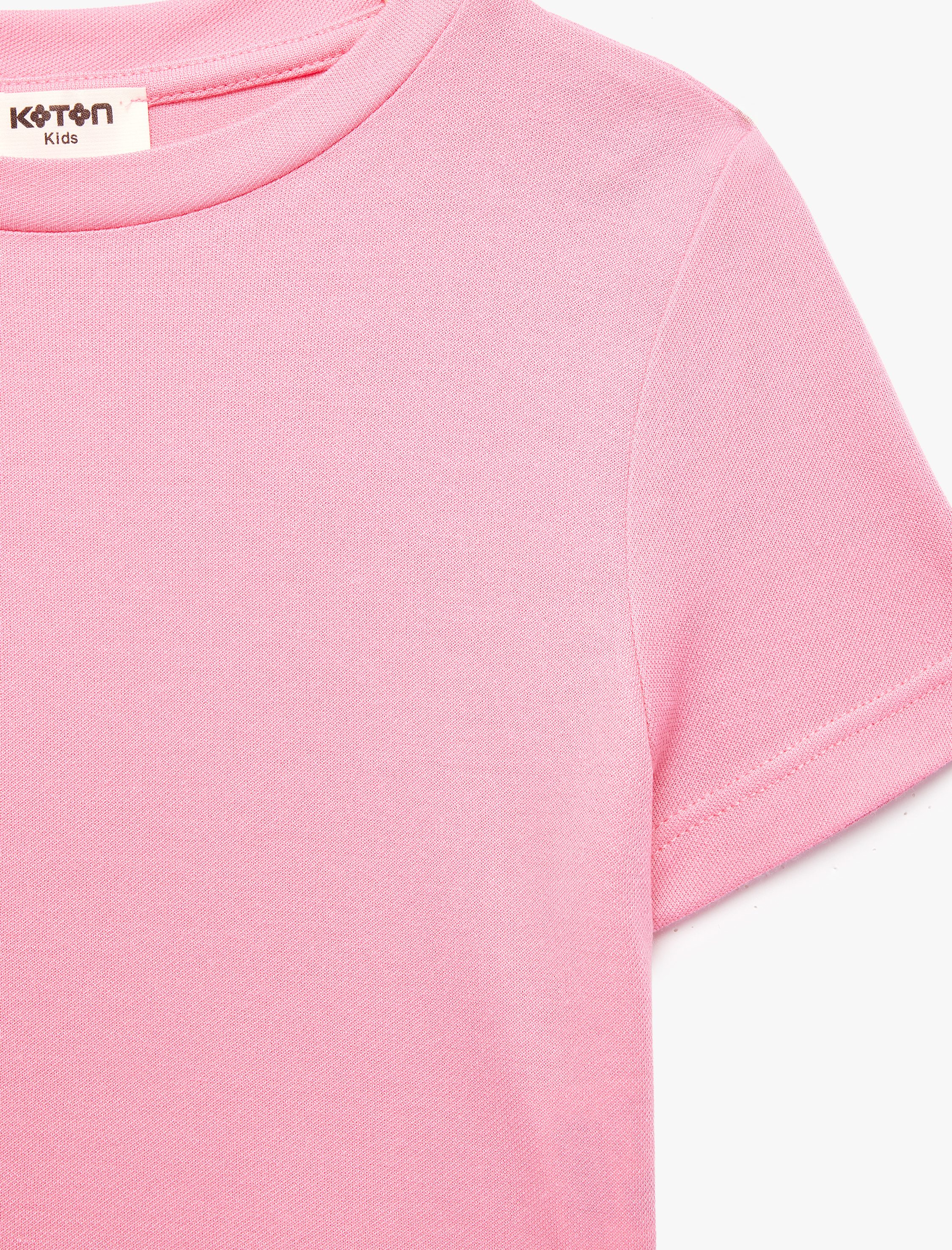  Kız Çocuk Modal Karışımlı Kısa Kollu Bisiklet Yaka Crop Tişört