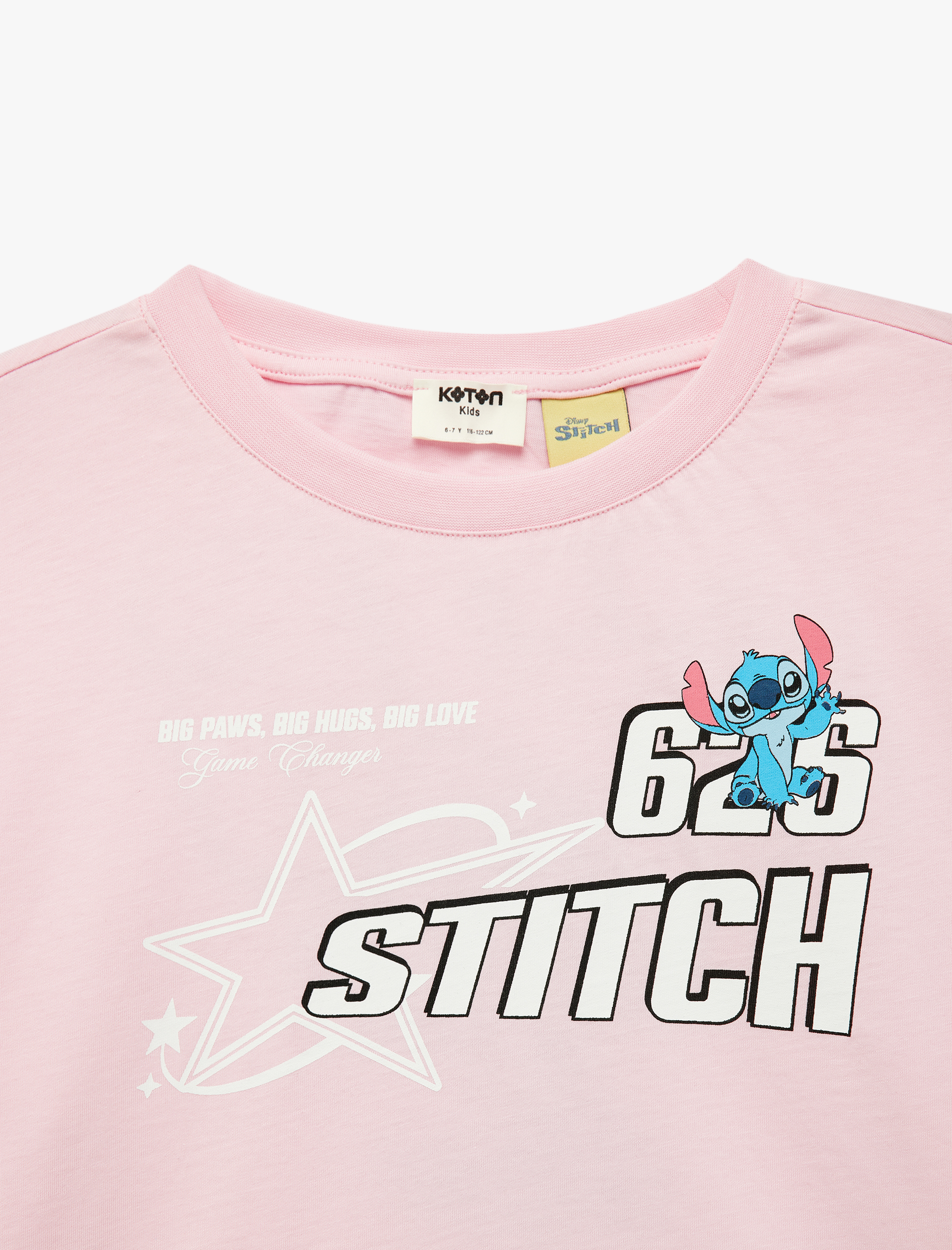  Kız Çocuk Kısa Kollu Bisiklet Yaka Pamuklu Stitch Baskılı Lisanslı Tişört