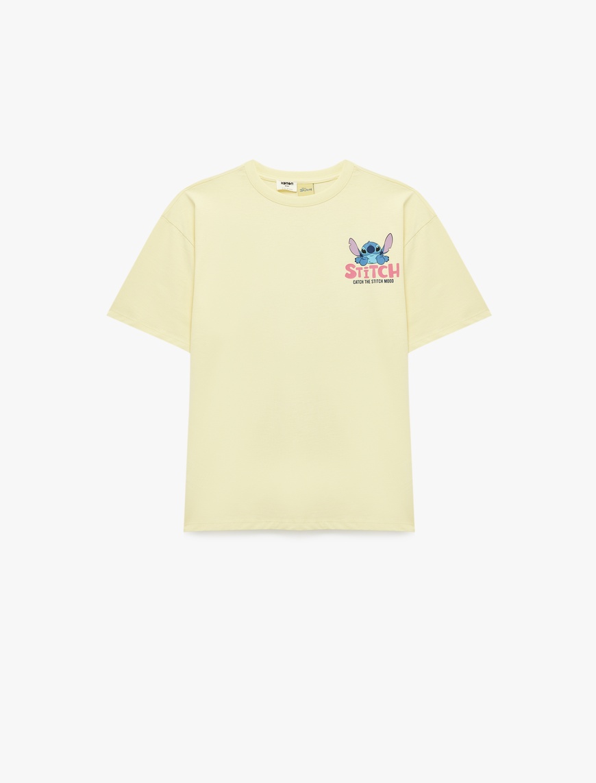 Koton Stitch Baskılı Kısa Kollu Bisiklet Yaka Pamuklu Lisanslı T-Shirt