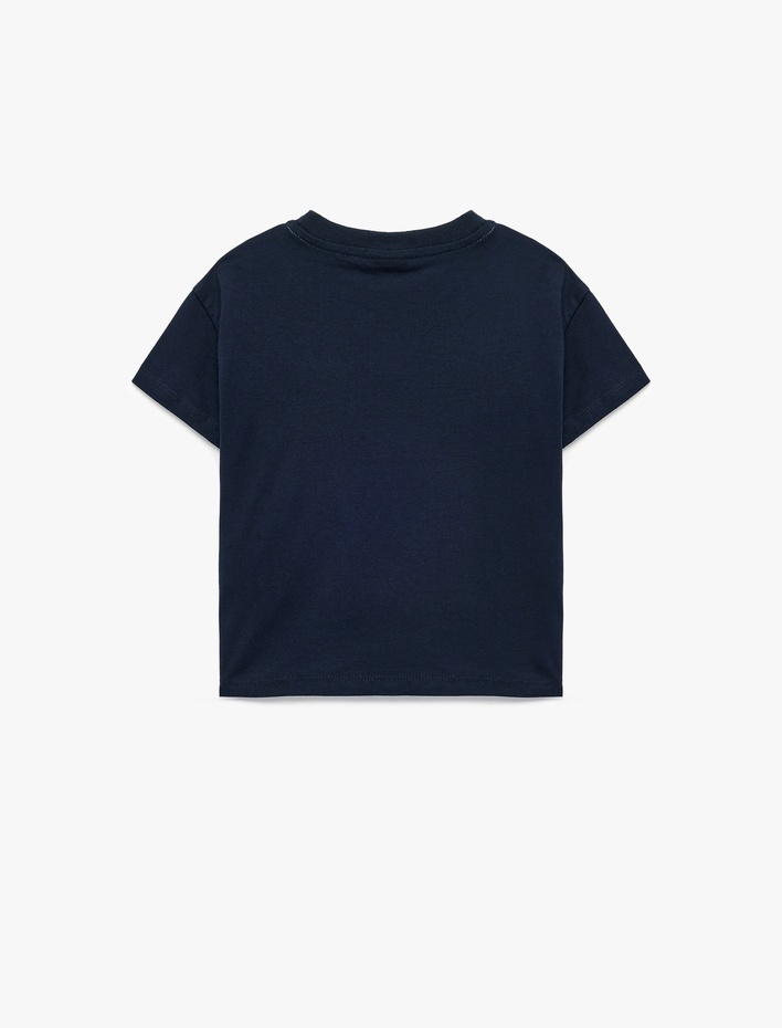 Erkek Bebek Timsah Baskılı Kısa Kollu Bisiklet Yaka Pamuklu Tişört