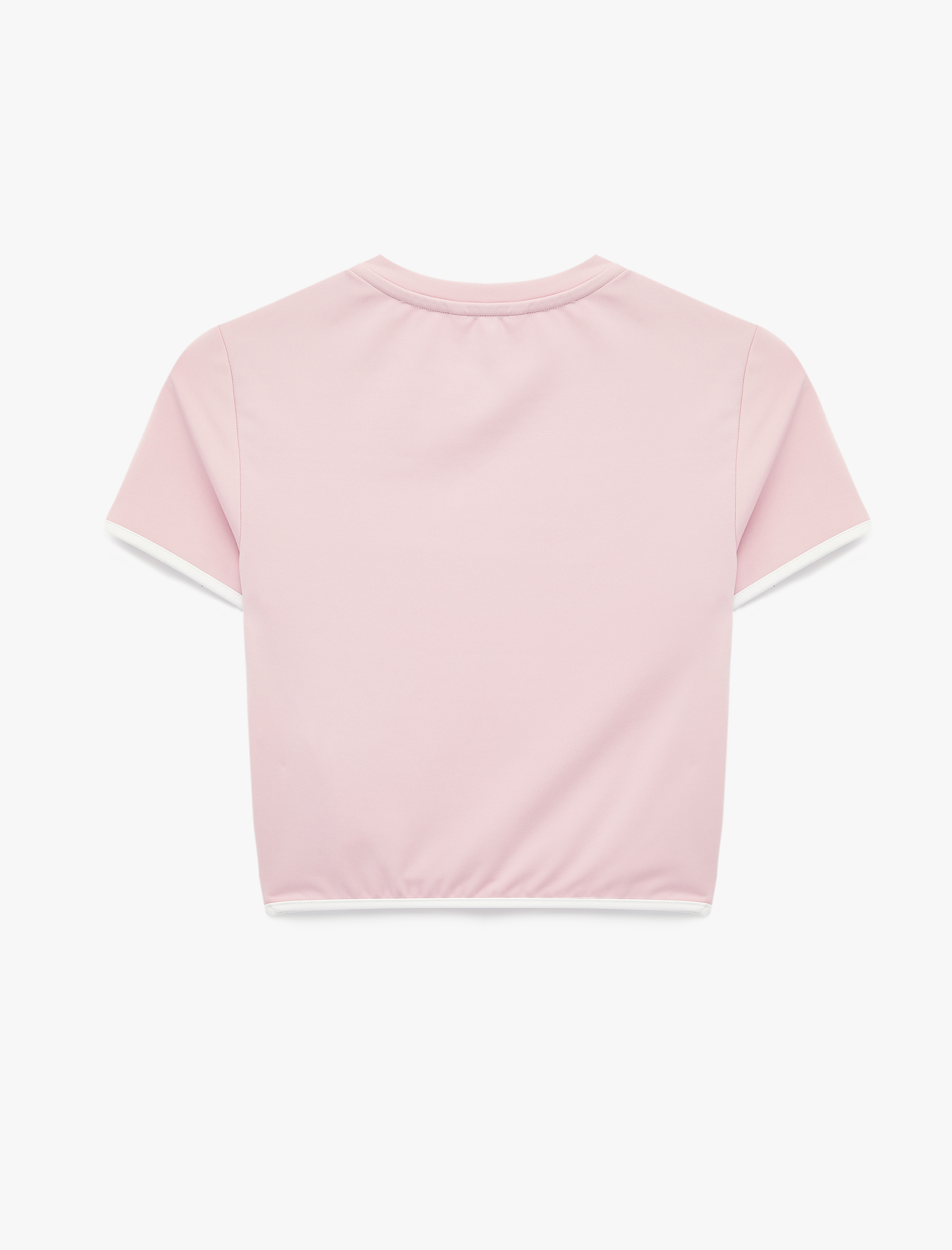   Slim Fit Biyeli Kısa Kollu Bisiklet Yaka Crop Spor Tişört