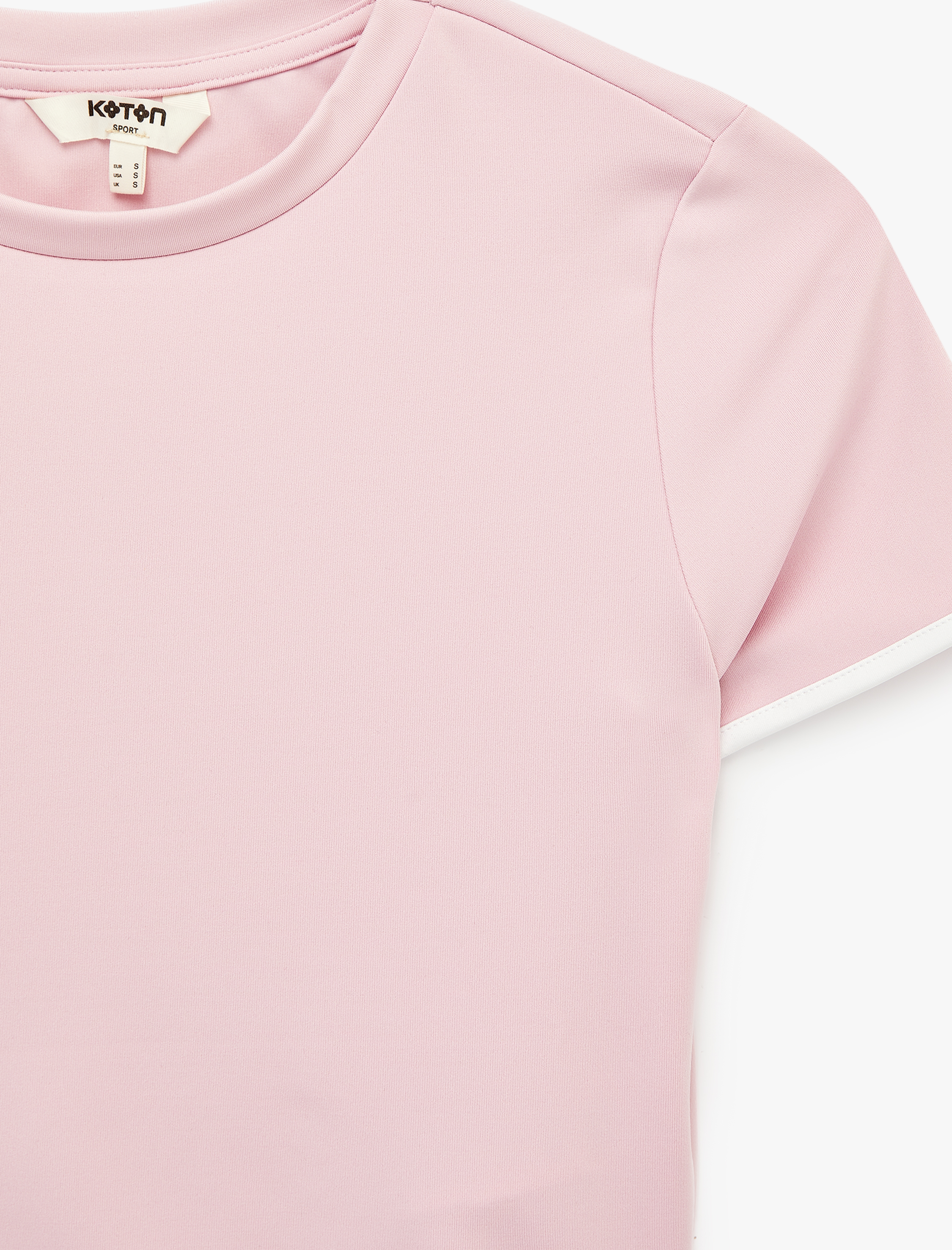   Slim Fit Biyeli Kısa Kollu Bisiklet Yaka Crop Spor Tişört