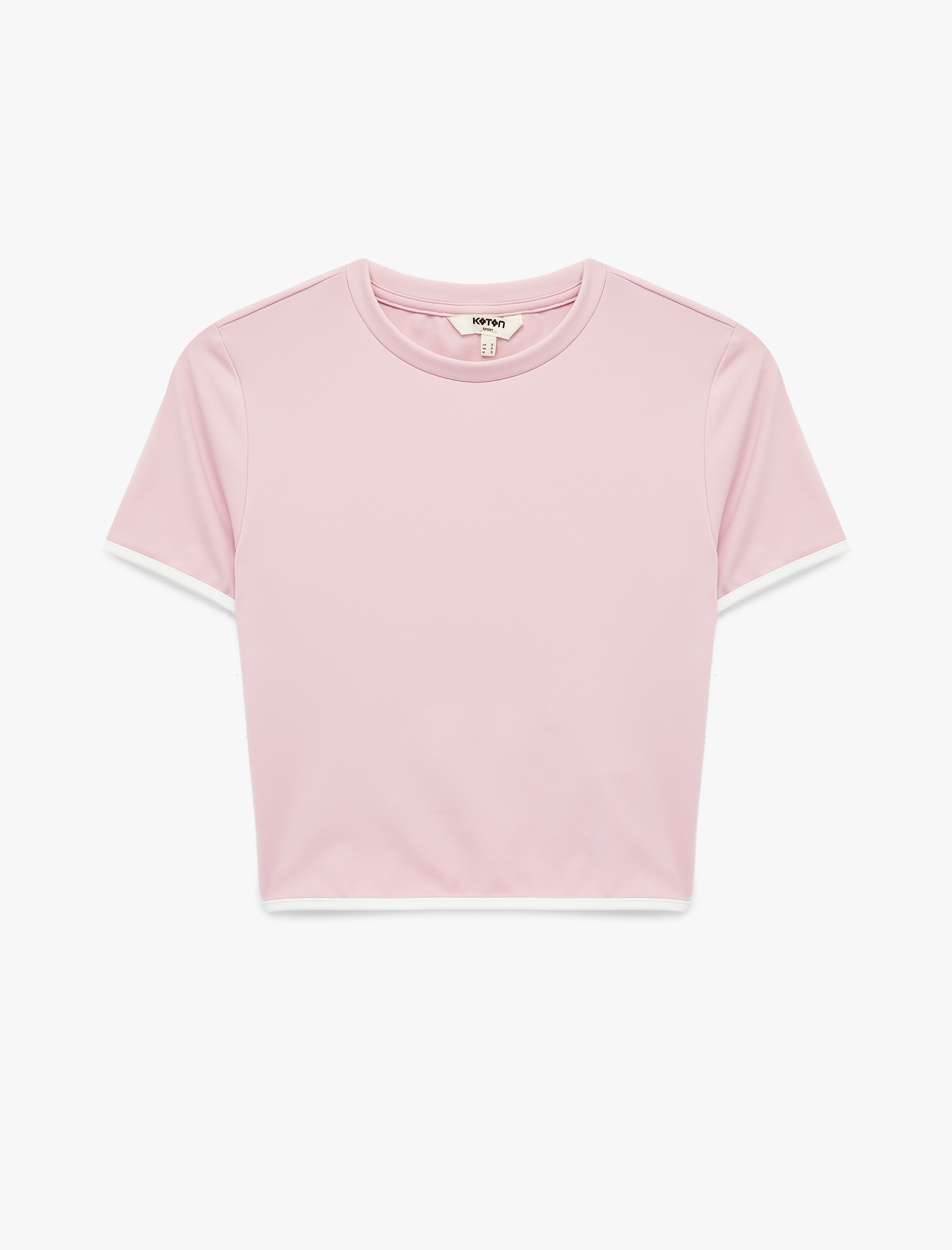   Slim Fit Biyeli Kısa Kollu Bisiklet Yaka Crop Spor Tişört