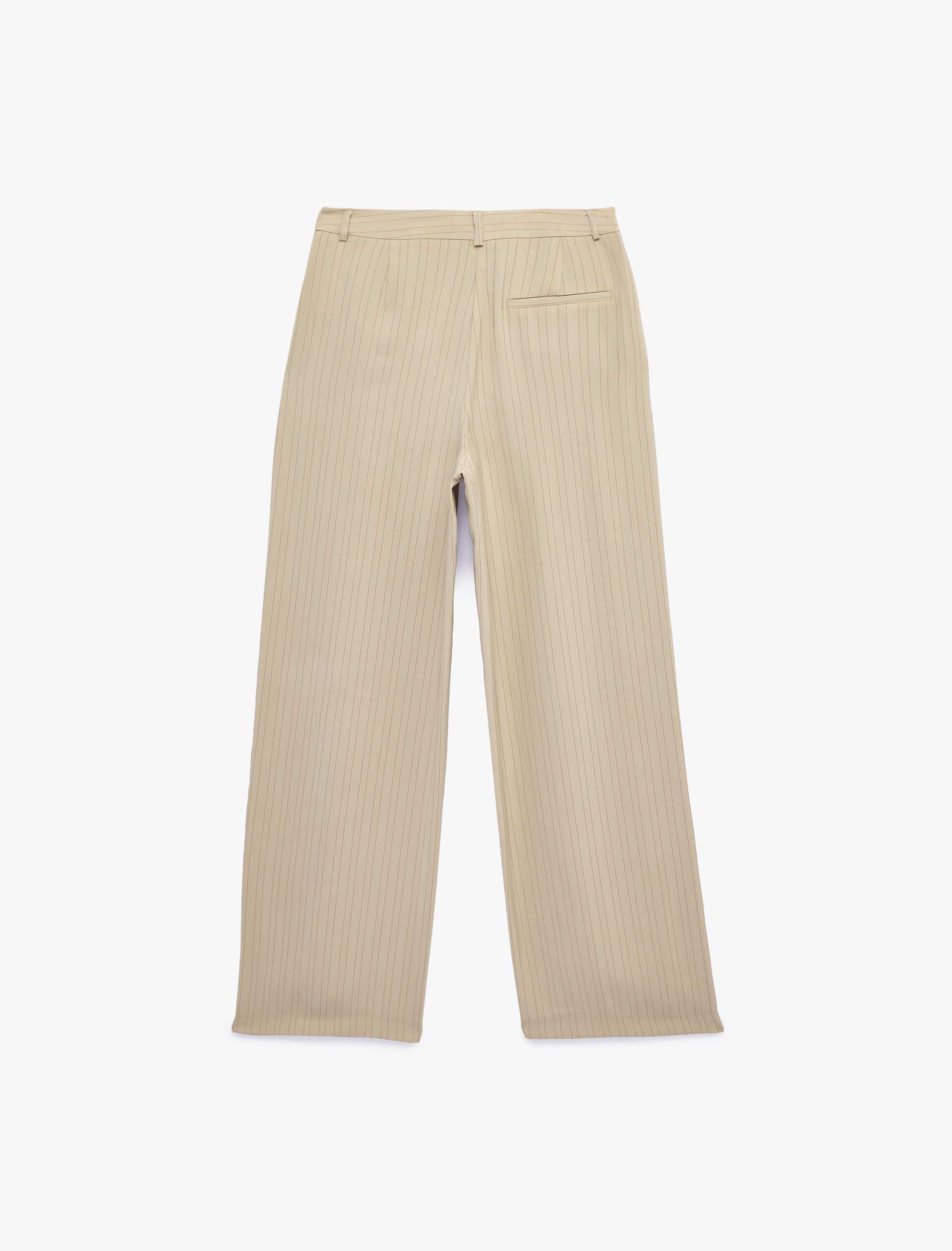   Regular Fit Yüksek Bel Geniş Paça Viskon Pileli Pantolon