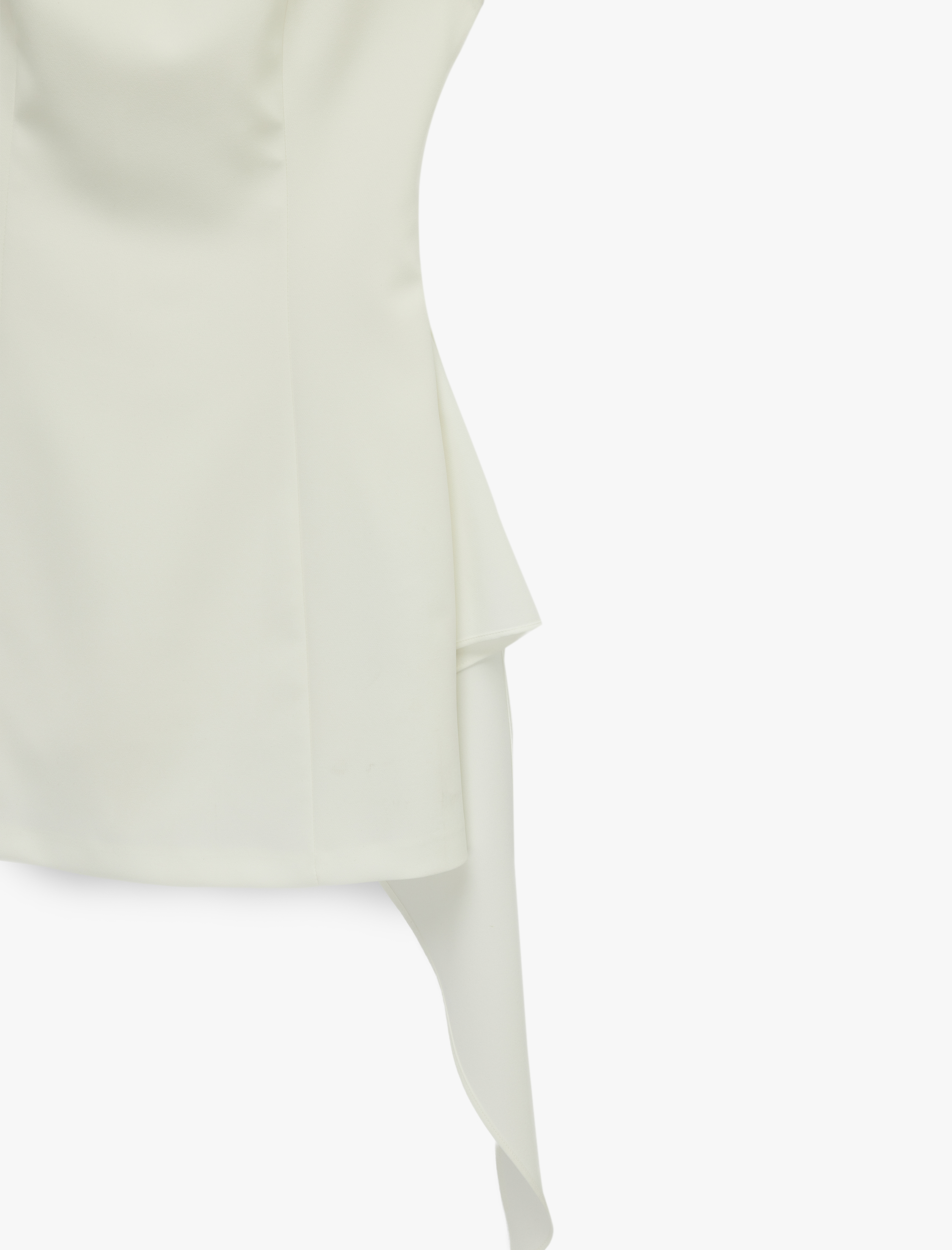   Slim Fit Hafif Dik Yaka Kolsuz Asimetrik Bağlama Detaylı Bodycon Mini Elbise