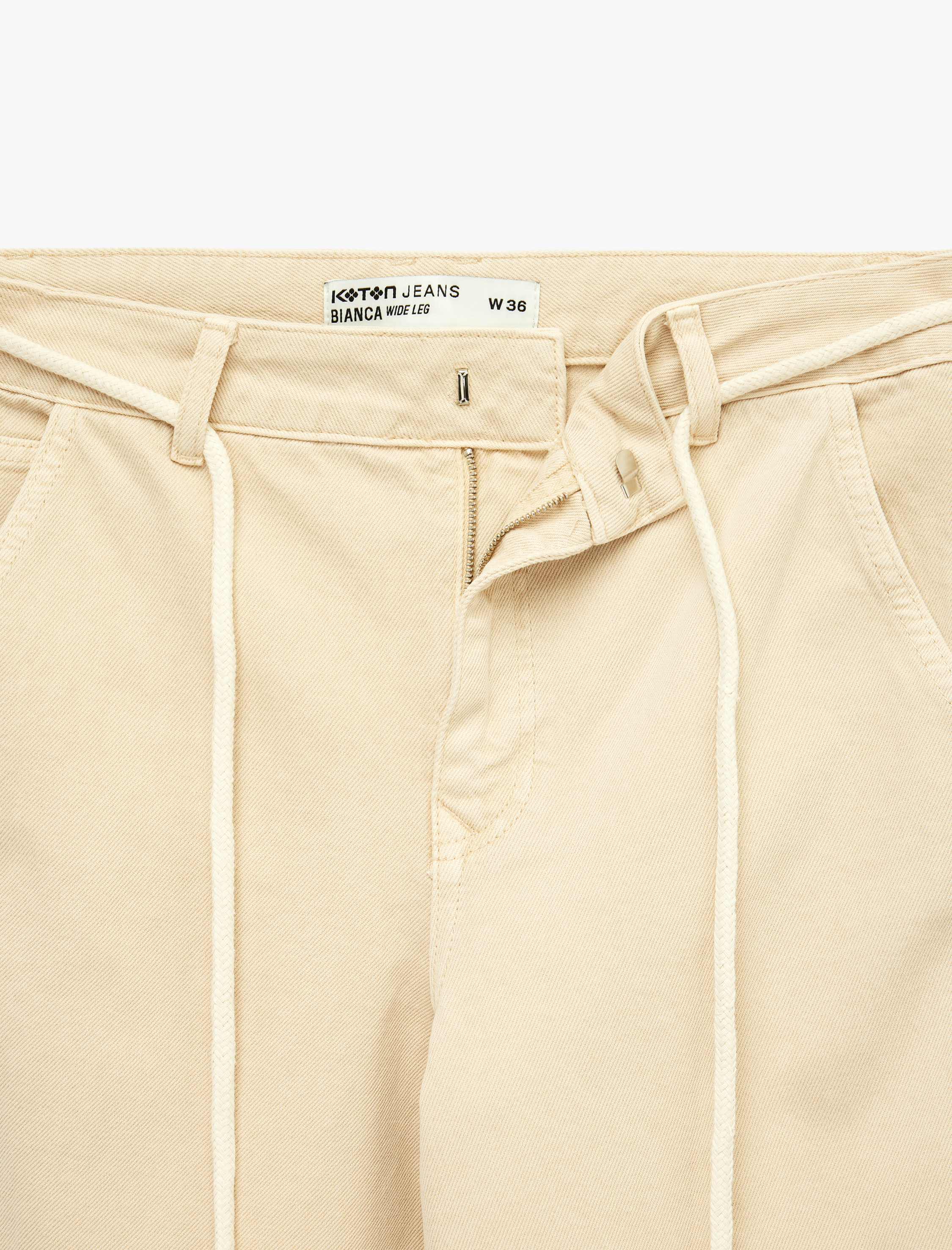   Pamuklu Normal Bel Kemerli Geniş Paça Pantolon -  Wide Leg Jeans