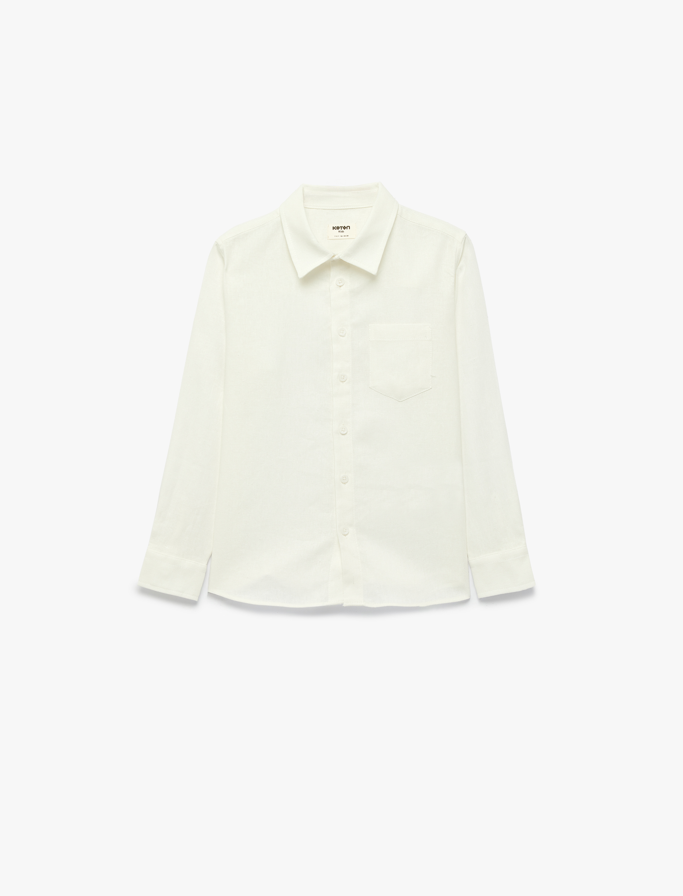  Erkek Çocuk Keten ve Viskon Karışımlı Uzun Kollu Basic Gömlek