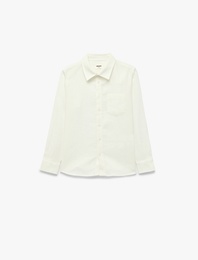 Keten ve Viskon Karışımlı Uzun Kollu Basic Gömlek