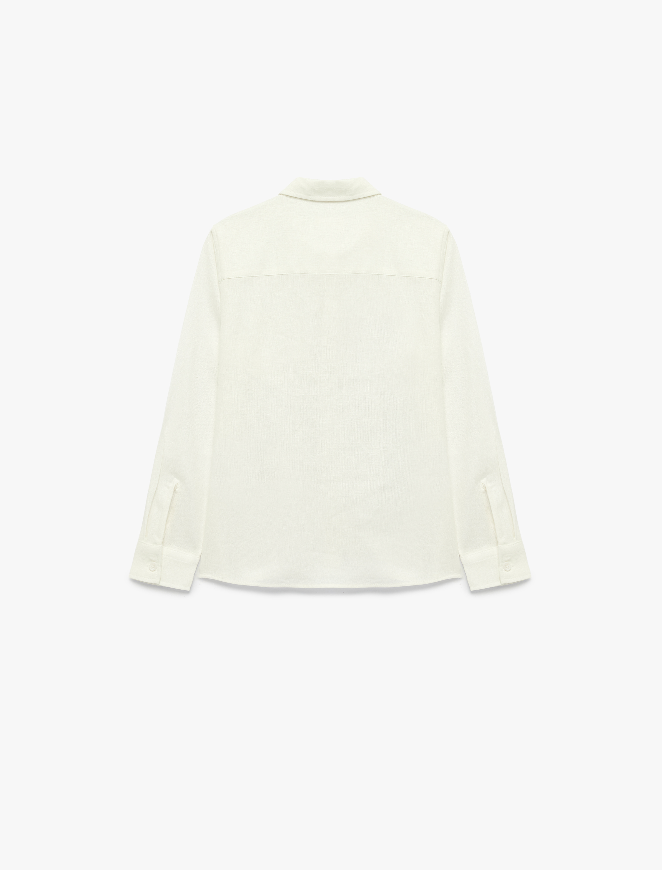  Erkek Çocuk Keten ve Viskon Karışımlı Uzun Kollu Basic Gömlek