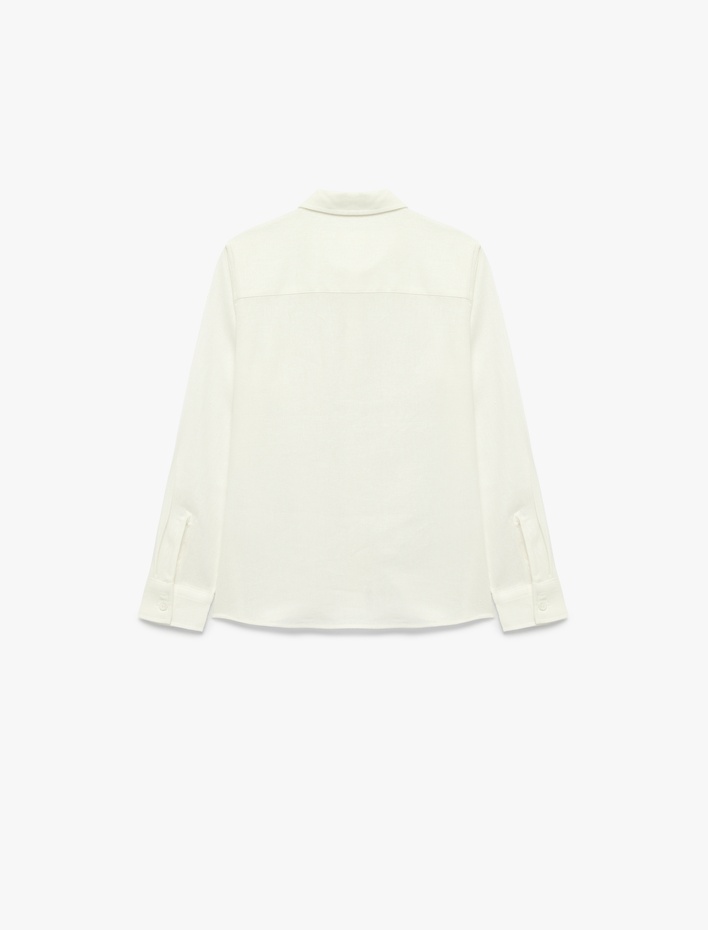 Erkek Çocuk Keten ve Viskon Karışımlı Uzun Kollu Basic Gömlek