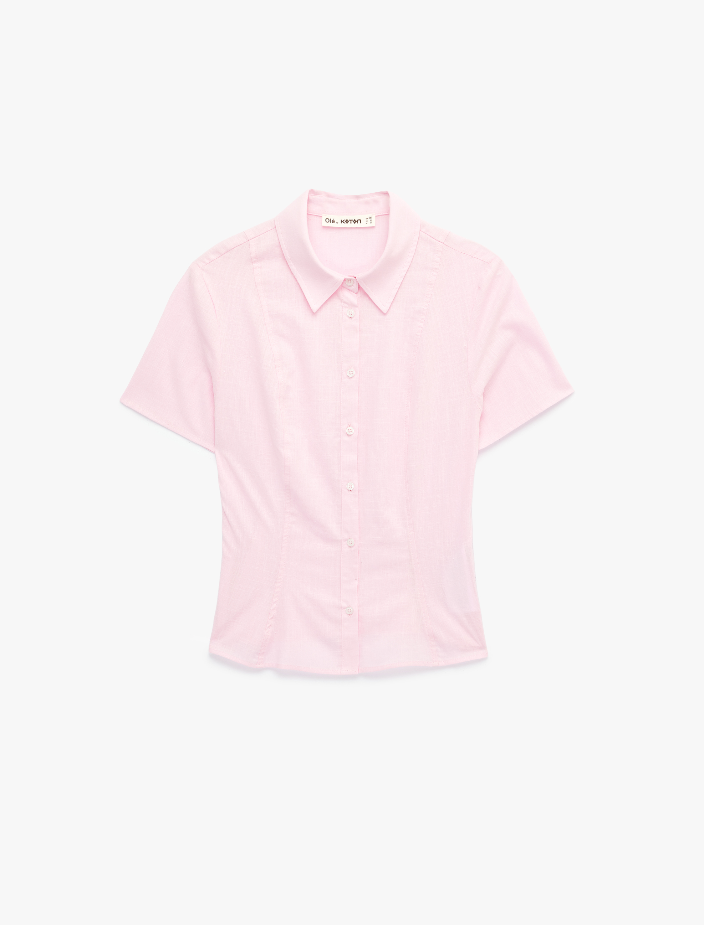   Slim Fit Kısa Kollu Klasik Yaka Düğmeli Pamuklu Gömlek