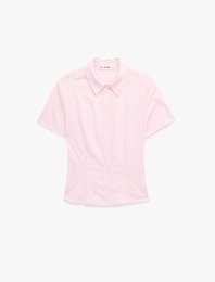 Slim Fit Kısa Kollu Klasik Yaka Düğmeli Pamuklu Gömlek