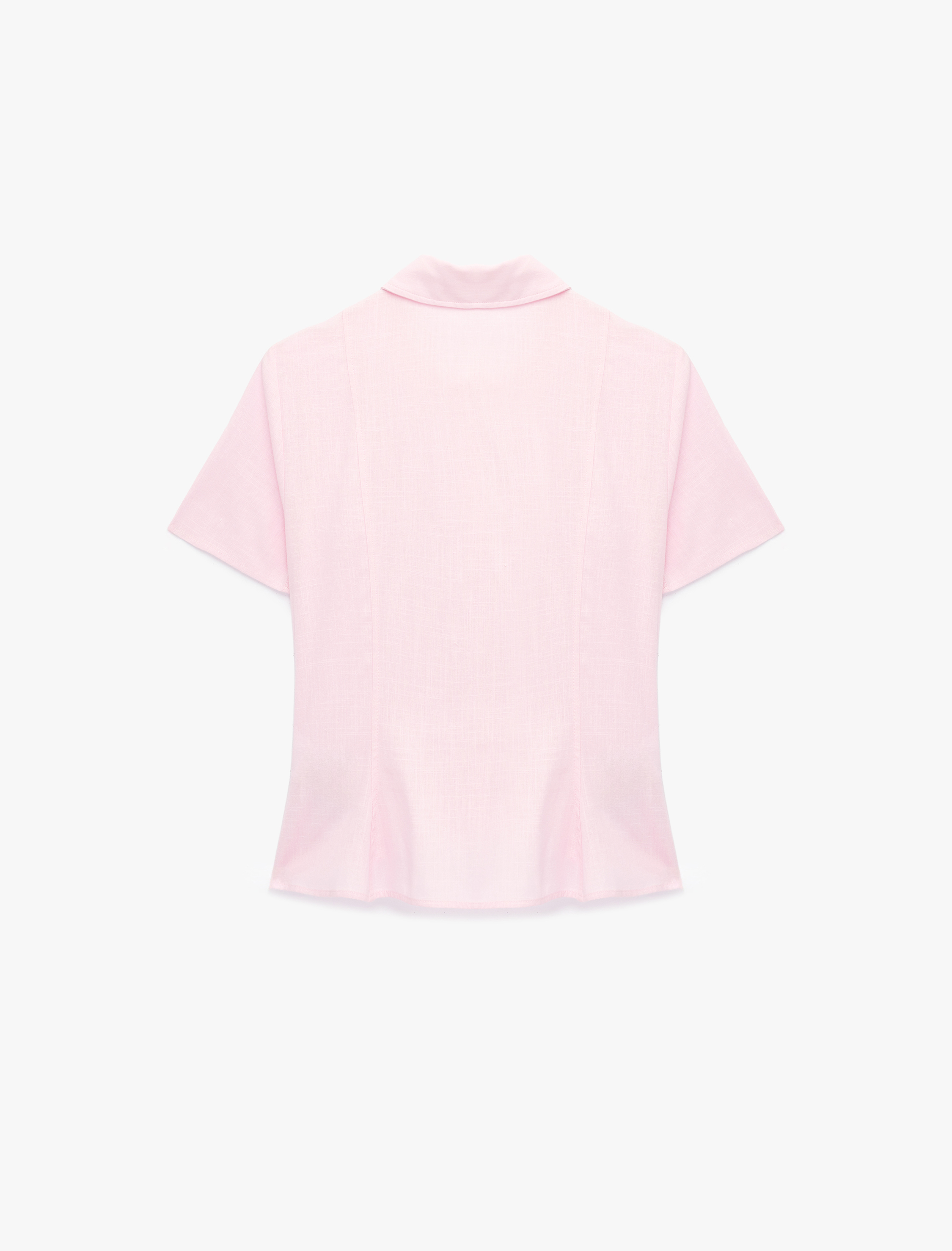   Slim Fit Kısa Kollu Klasik Yaka Düğmeli Pamuklu Gömlek