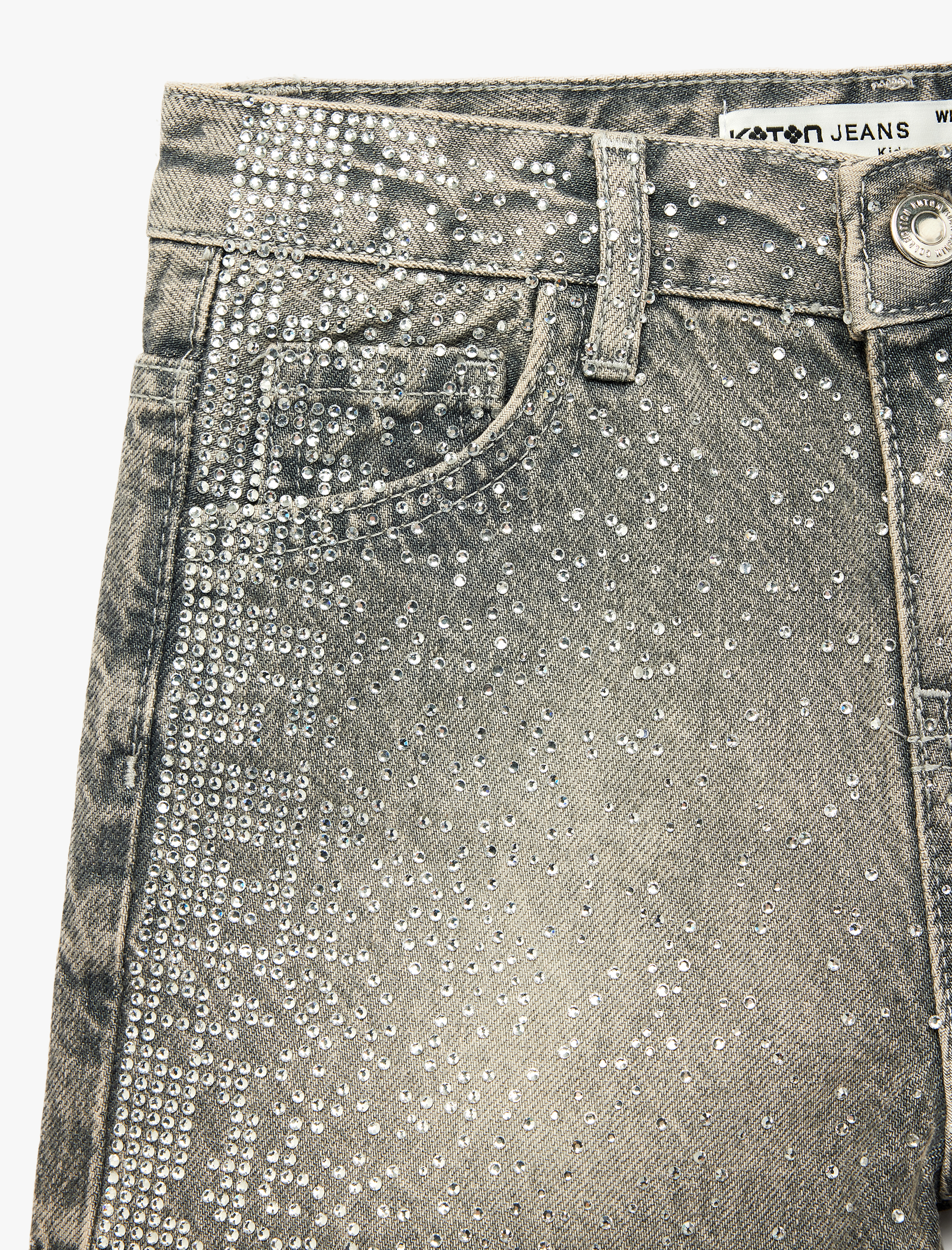  Kız Çocuk Pamuklu Taş Detaylı Denim Şort