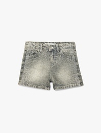Pamuklu Taş Detaylı Denim Şort