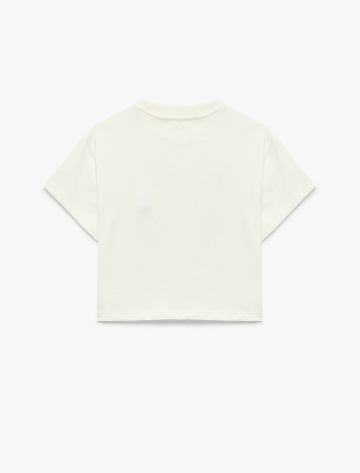 Kız Çocuk Pamuklu Kısa Kollu Fiyonk Detaylı Bisiklet Yaka Tişört