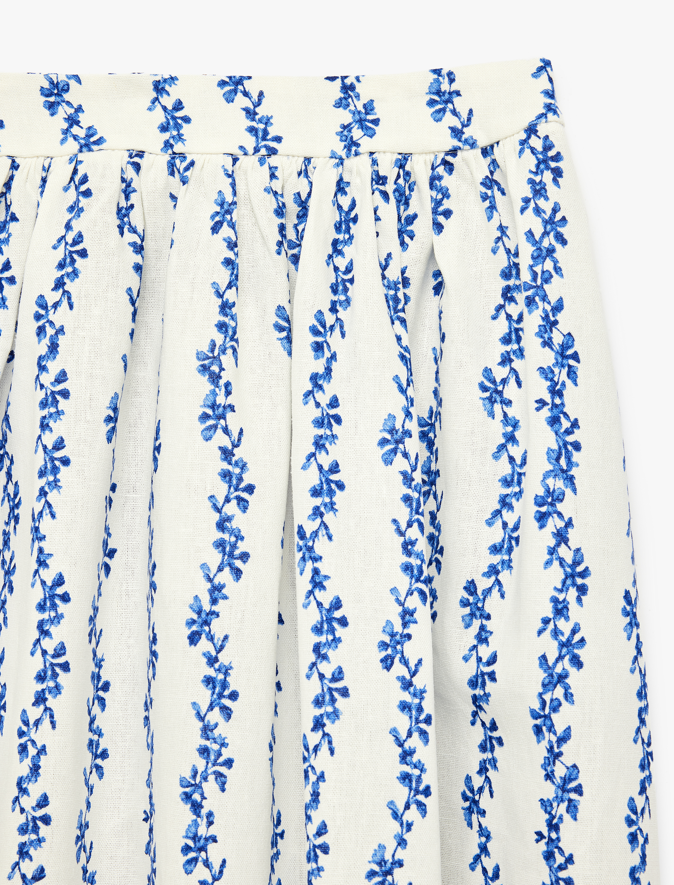  Kız Çocuk Viskon ve Keten Karışımlı A Kesim Midi Desenli Etek