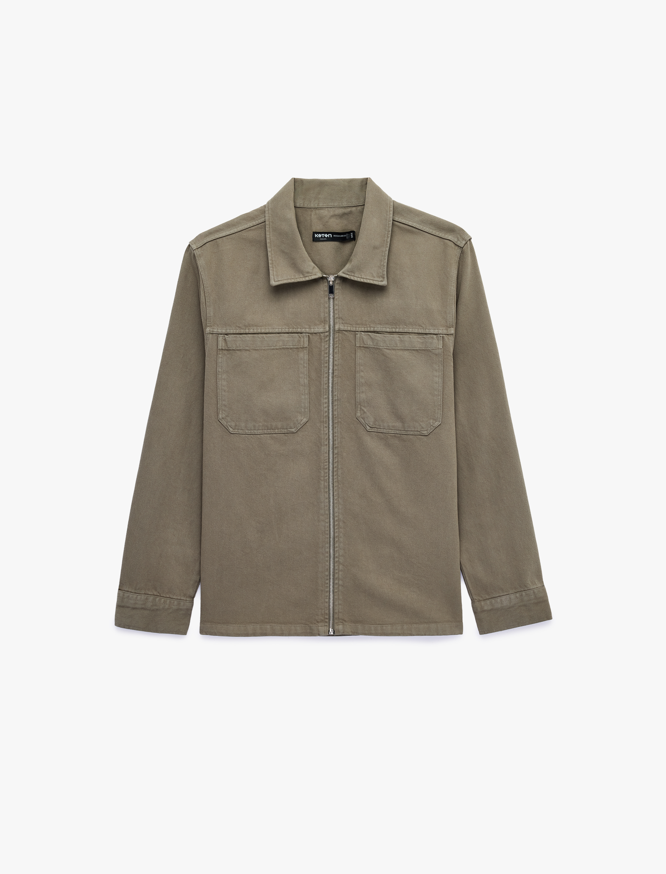   Regular Fit Uzun Kollu Cepli Klasik Yaka Gabardin Fermuarlı Gömlek