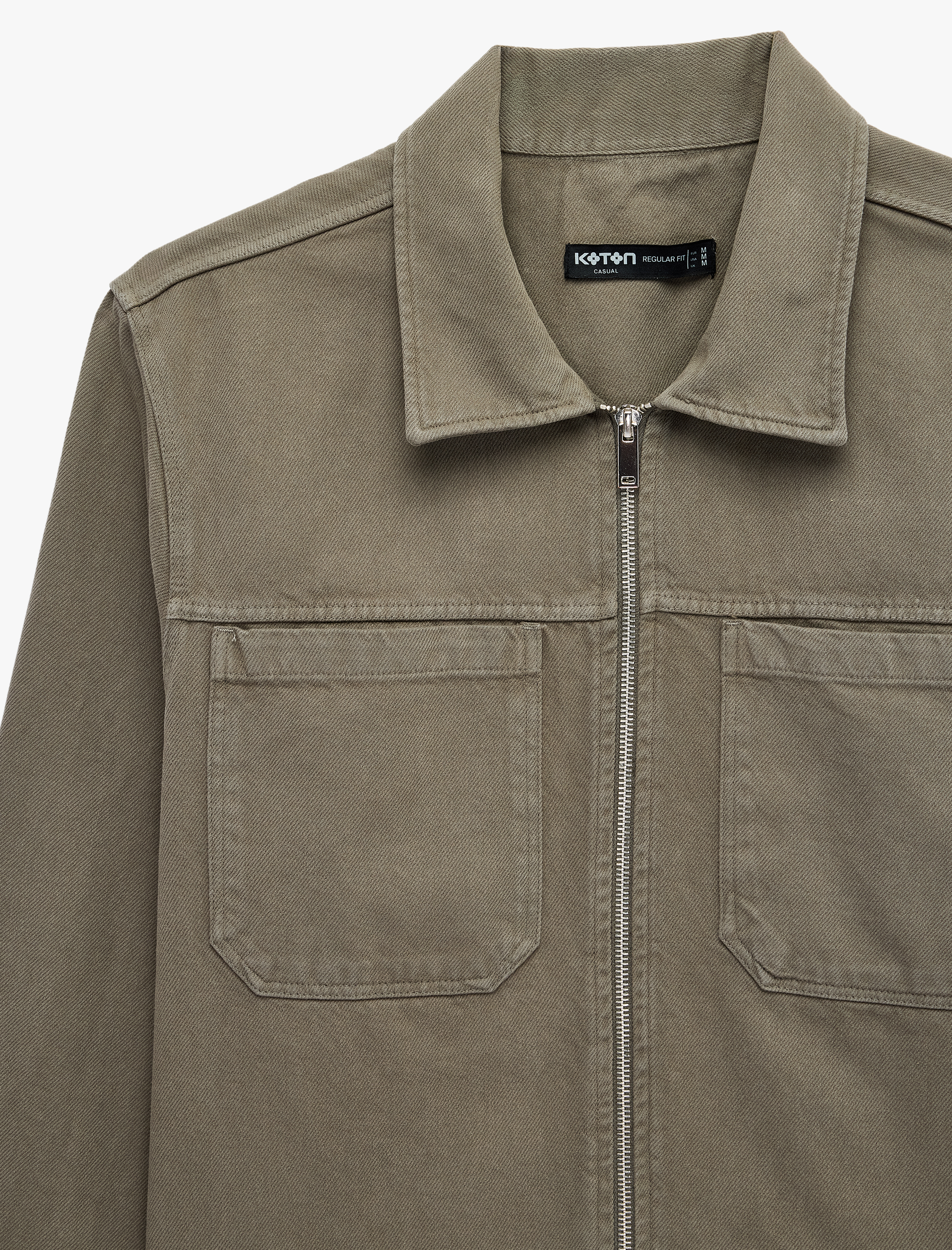   Regular Fit Uzun Kollu Cepli Klasik Yaka Gabardin Fermuarlı Gömlek