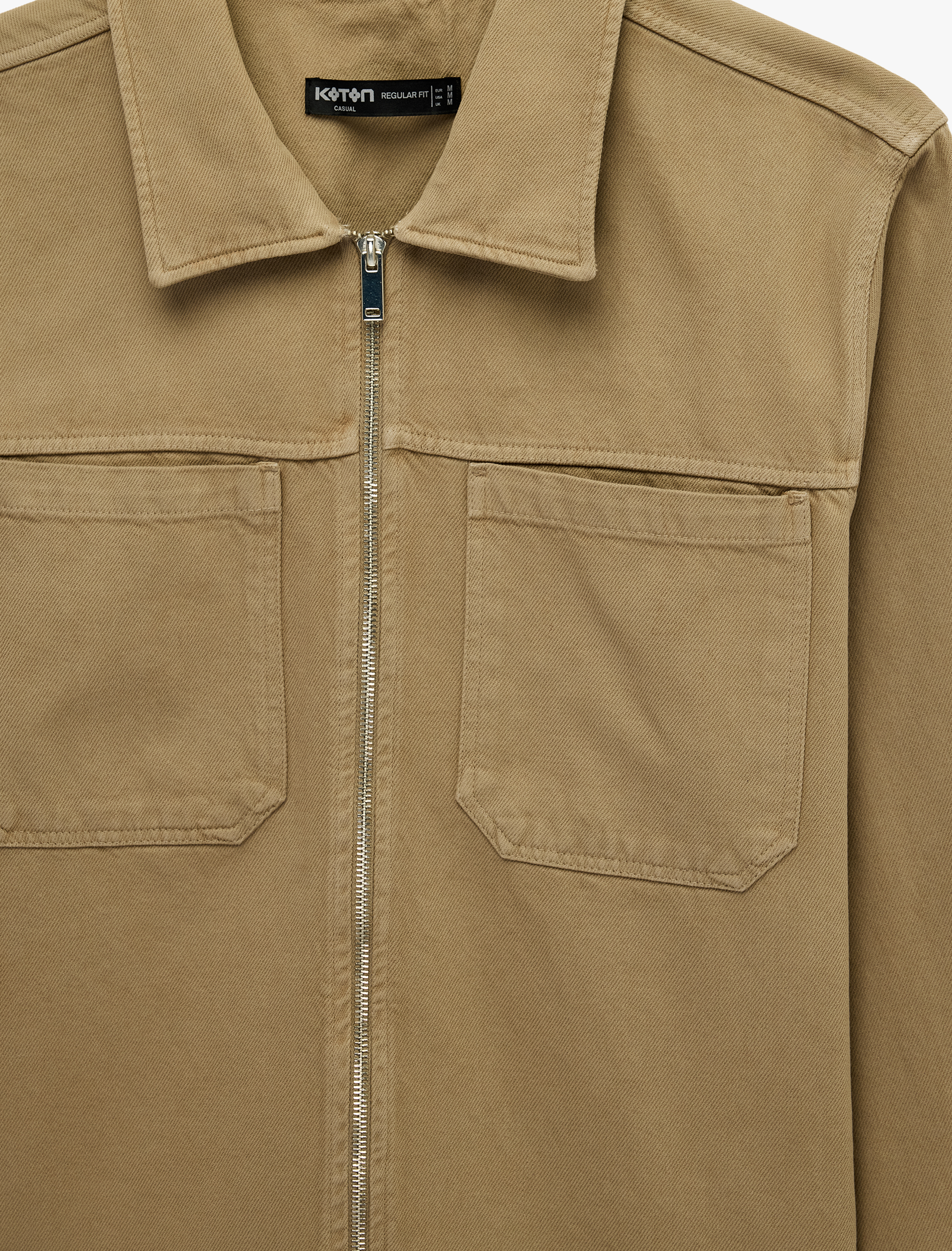   Regular Fit Uzun Kollu Cepli Klasik Yaka Gabardin Fermuarlı Gömlek