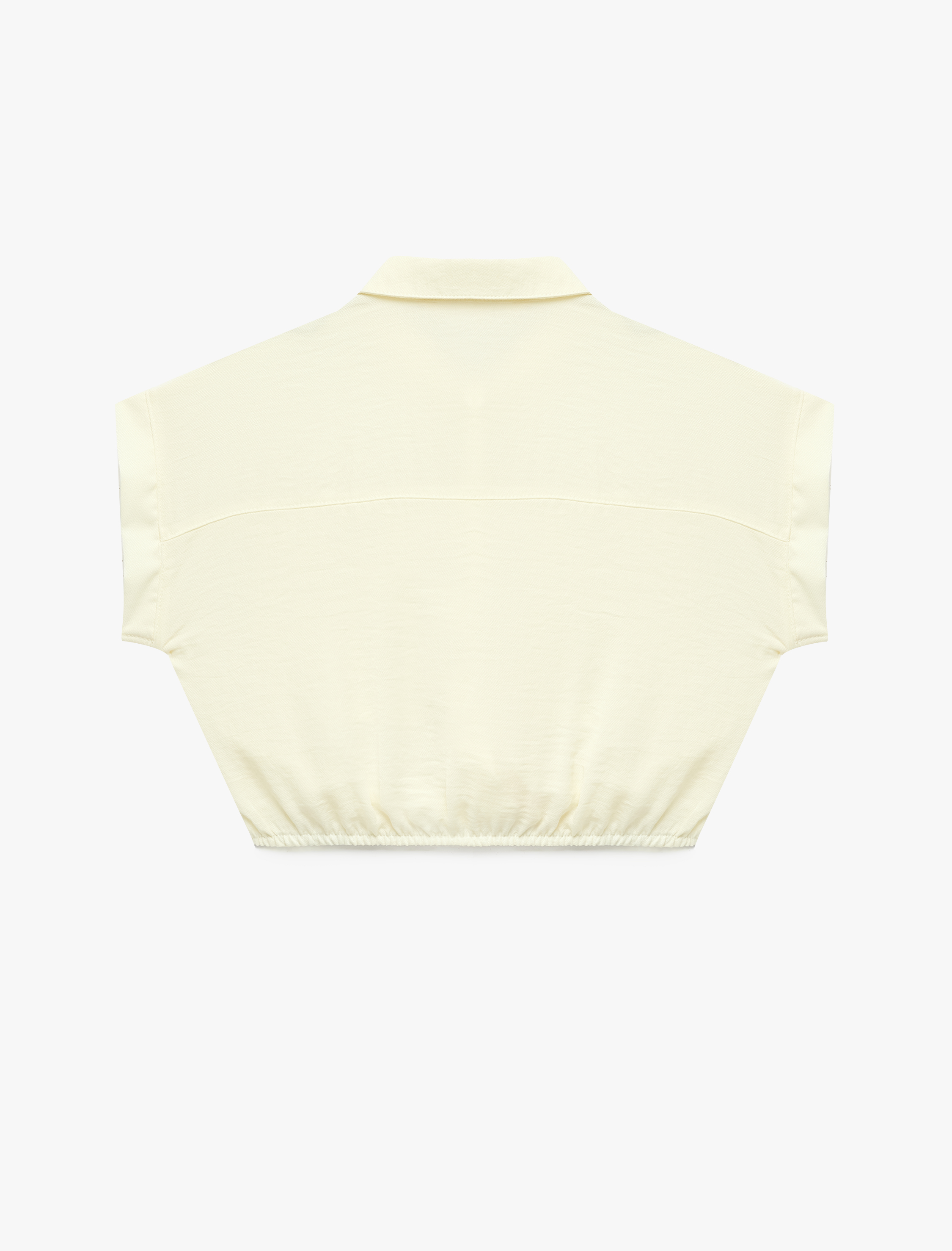  Kız Çocuk Bağlama Detaylı Düğmeli Kısa Kollu Crop Gömlek