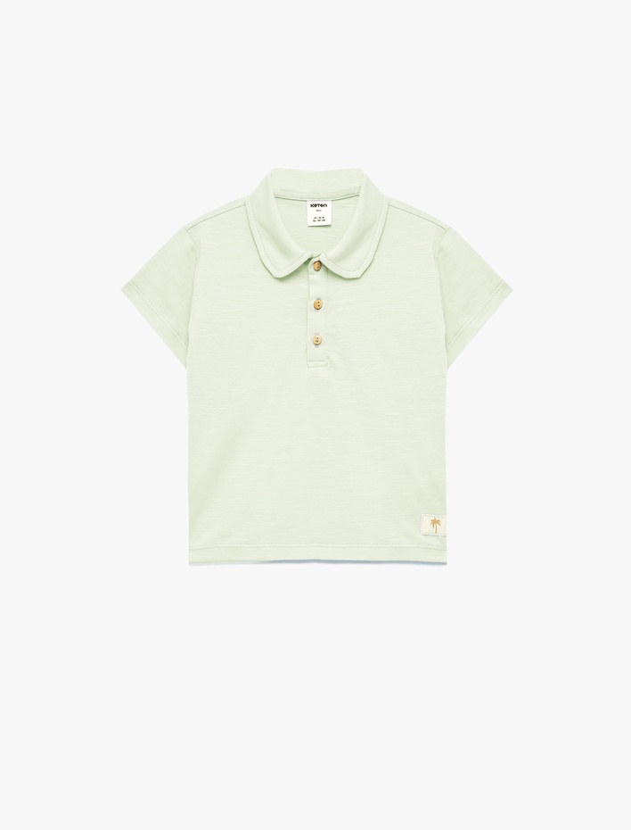 Erkek Bebek Pamuklu Düğmeli Kısa Kollu Polo Yaka Tişört