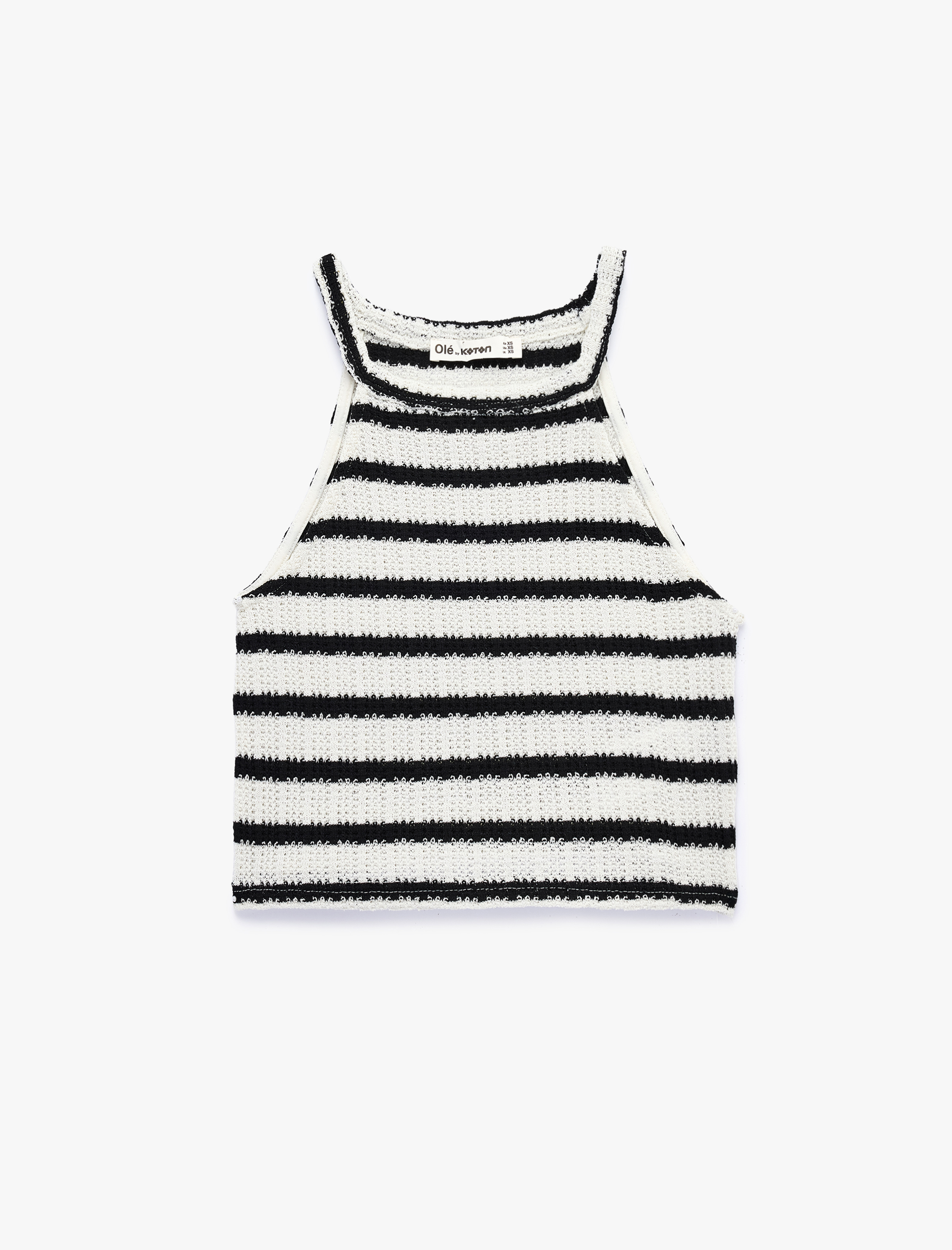   Halter Yaka Kolsuz Kroşe Crop Bluz