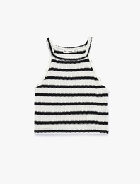 Halter Yaka Kolsuz Kroşe Crop Bluz