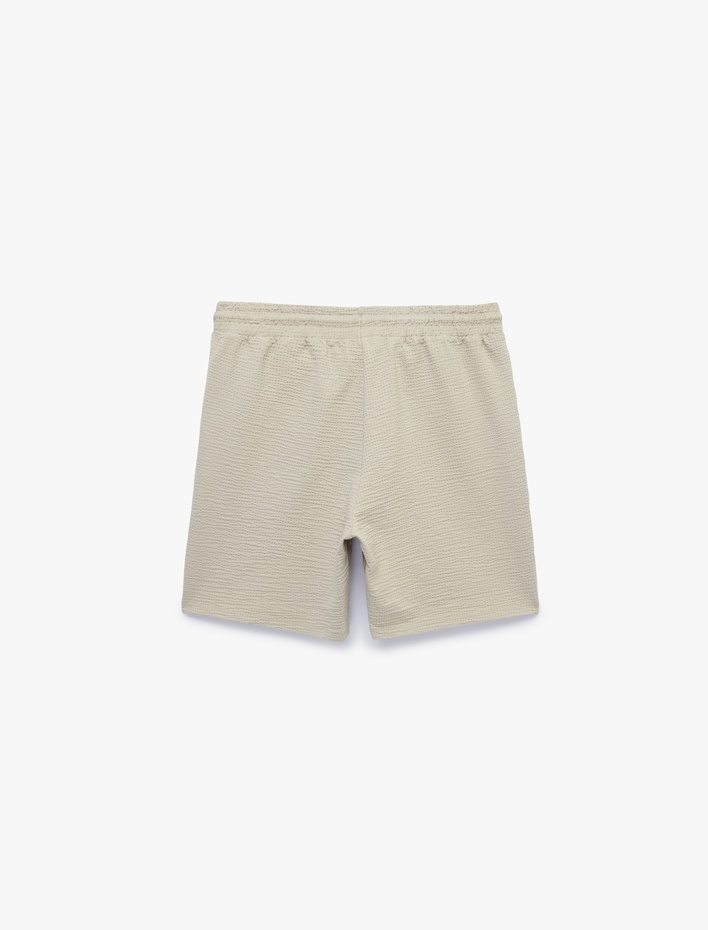  Pamuklu Cepli Bermuda Beli Bağcıklı Şort