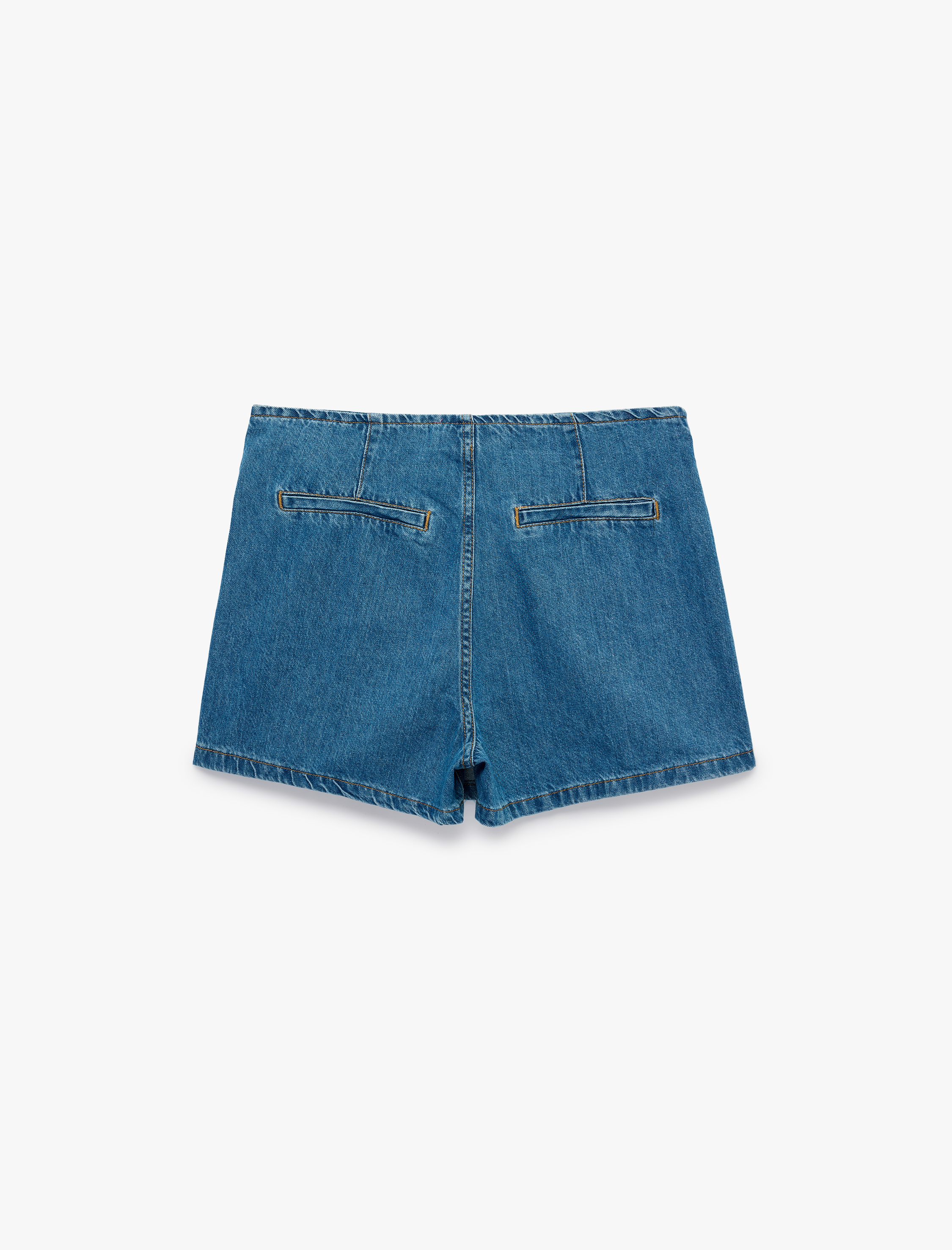   Bağcık Detaylı Pamuklu Mini Denim Şort Etek