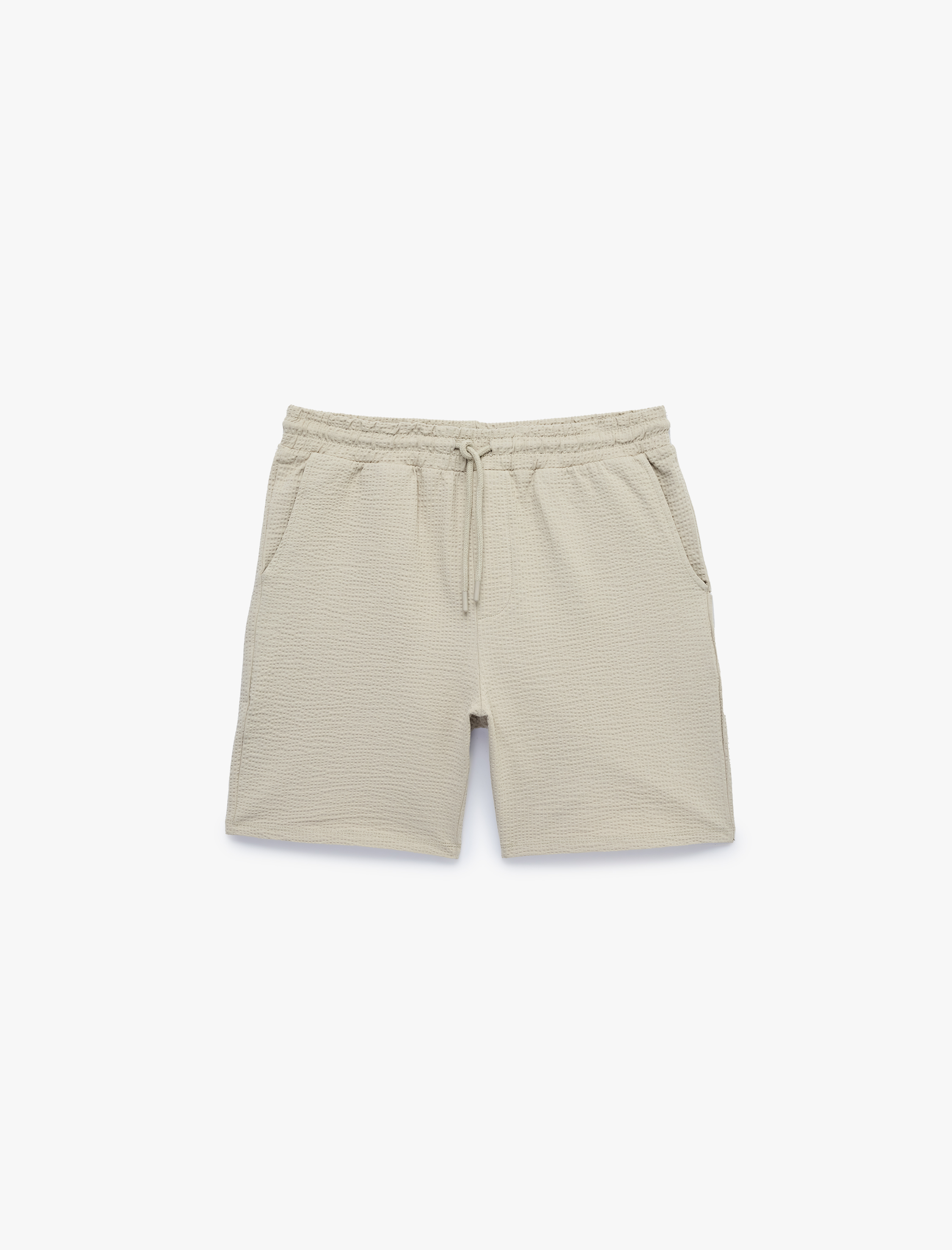   Pamuklu Cepli Bermuda Beli Bağcıklı Şort