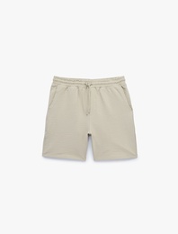 Pamuklu Cepli Bermuda Beli Bağcıklı Şort