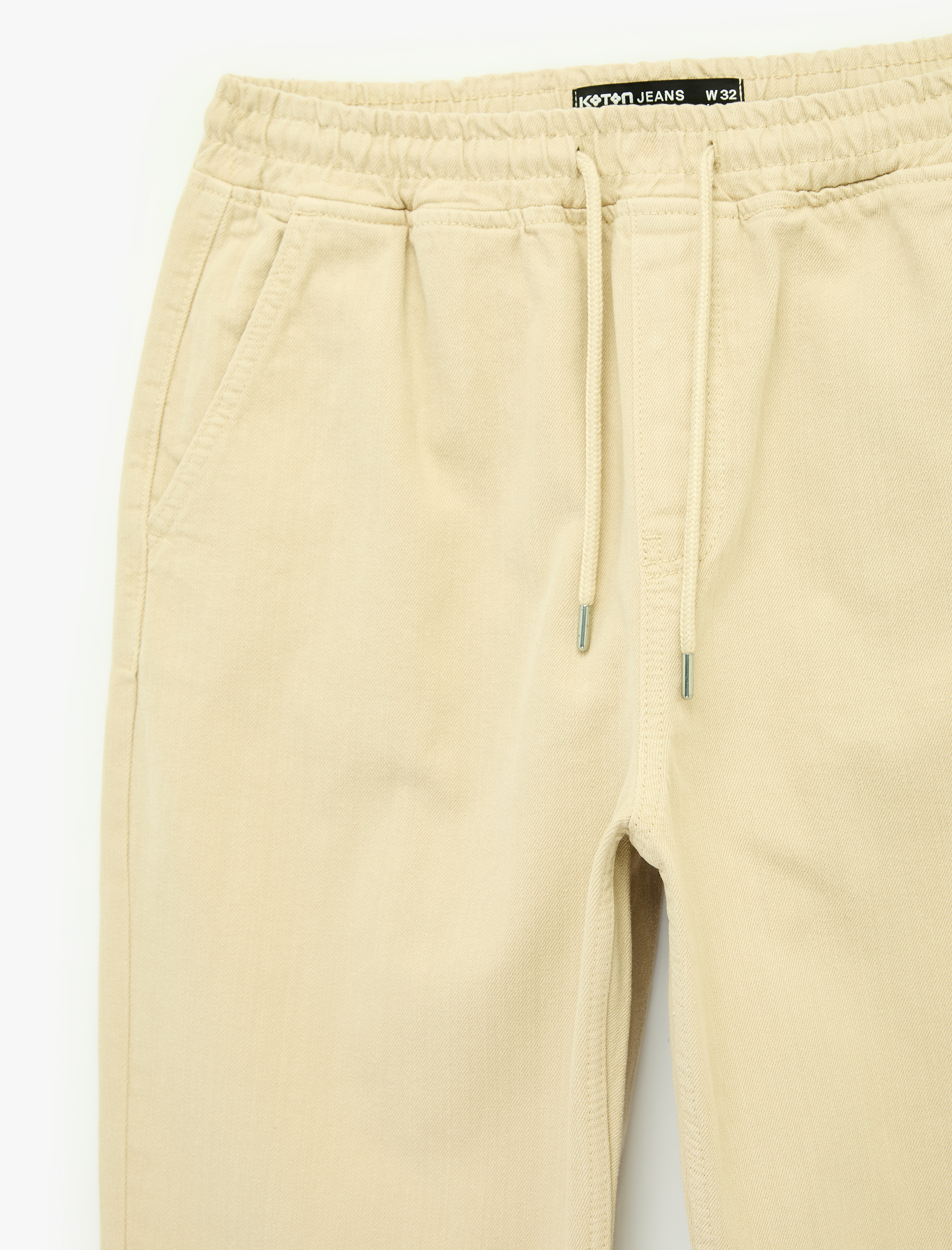   Pamuklu Cepli Beli Bağcıklı Oversize Jogger Jean Pantolon