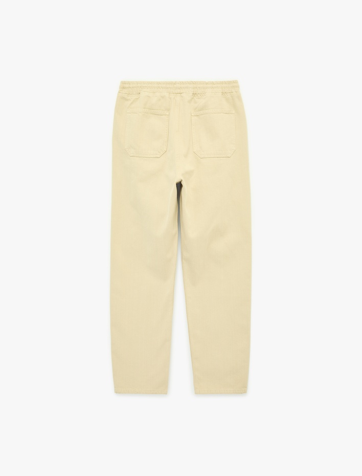  Pamuklu Cepli Beli Bağcıklı Oversize Jogger Jean Pantolon