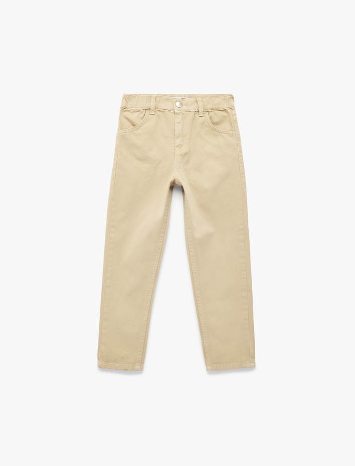 Erkek Çocuk Rahat Kalıp Beli Lastikli Pamuklu Rahat Kesim Basic Pantolon