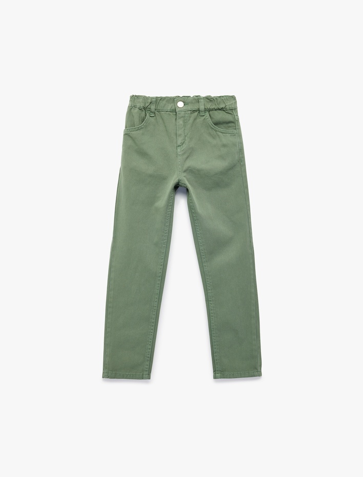 Erkek Çocuk Rahat Kalıp Beli Lastikli Pamuklu Rahat Kesim Basic Pantolon