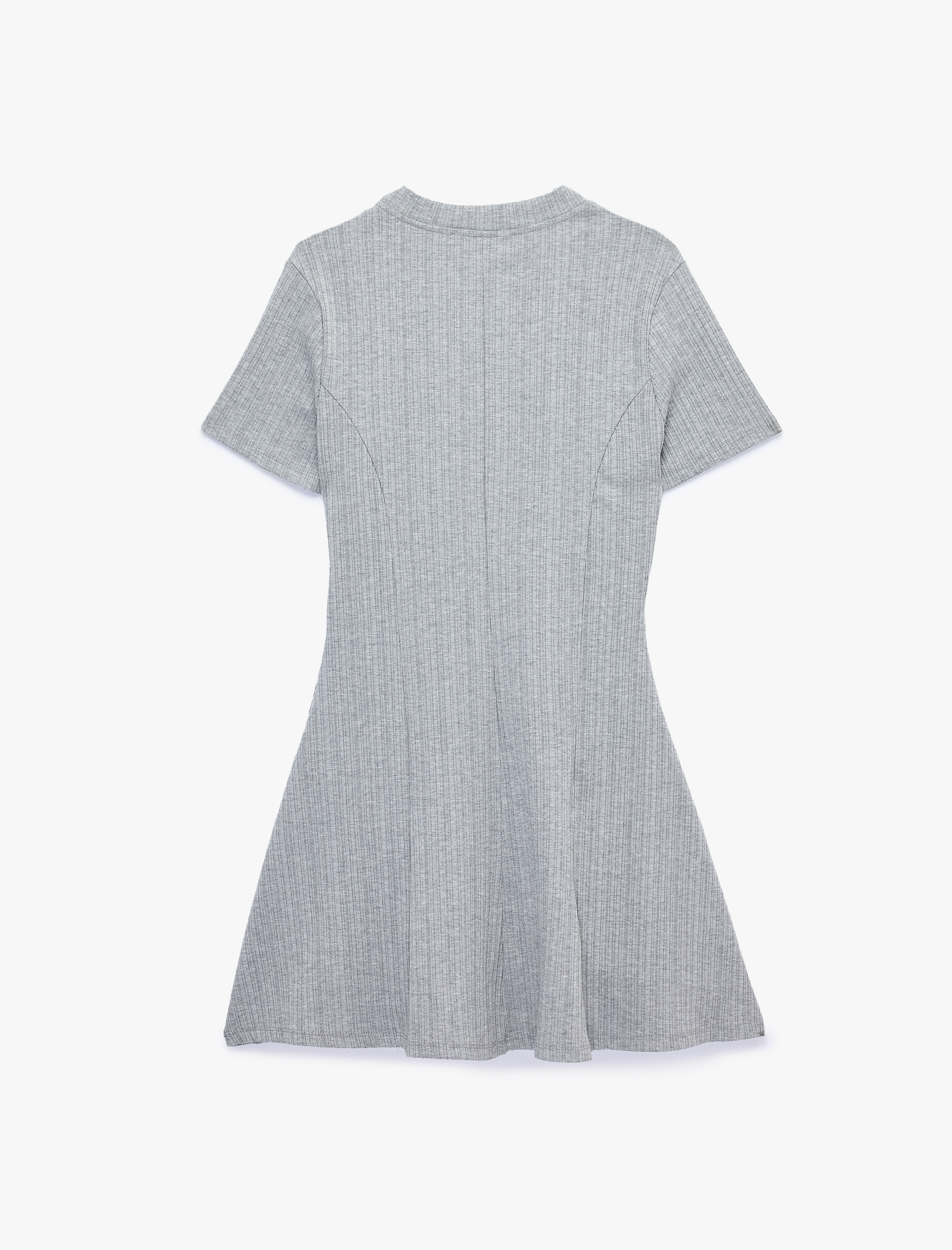   Kısa Kollu Bisiklet Yaka Mini Kloş Elbise