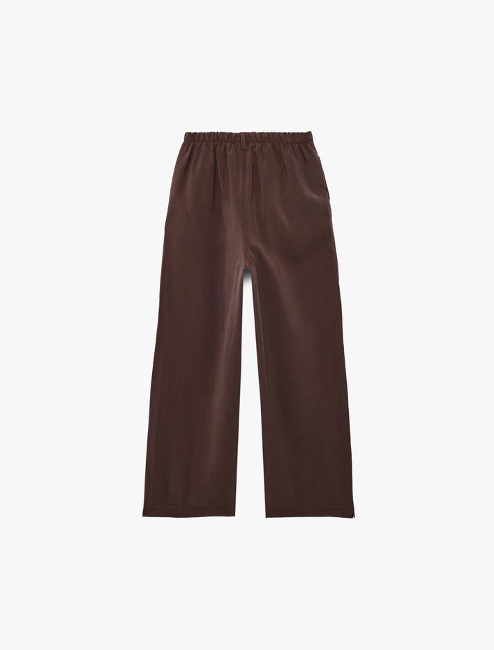 Kız Çocuk Viskon Karışımlı Beli Bağcıklı Cepli Geniş Paça Pantolon