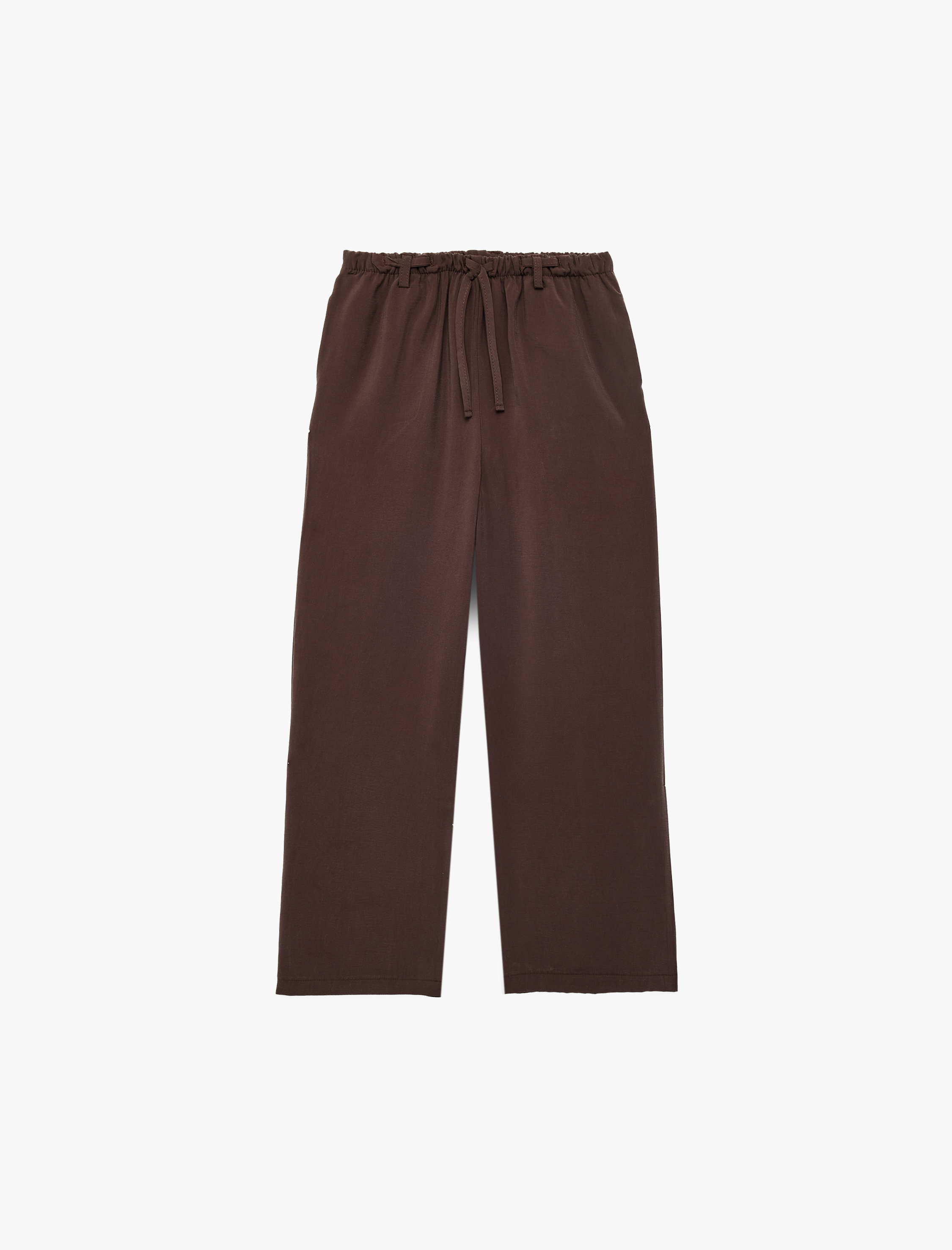  Kız Çocuk Viskon Karışımlı Beli Bağcıklı Cepli Geniş Paça Pantolon