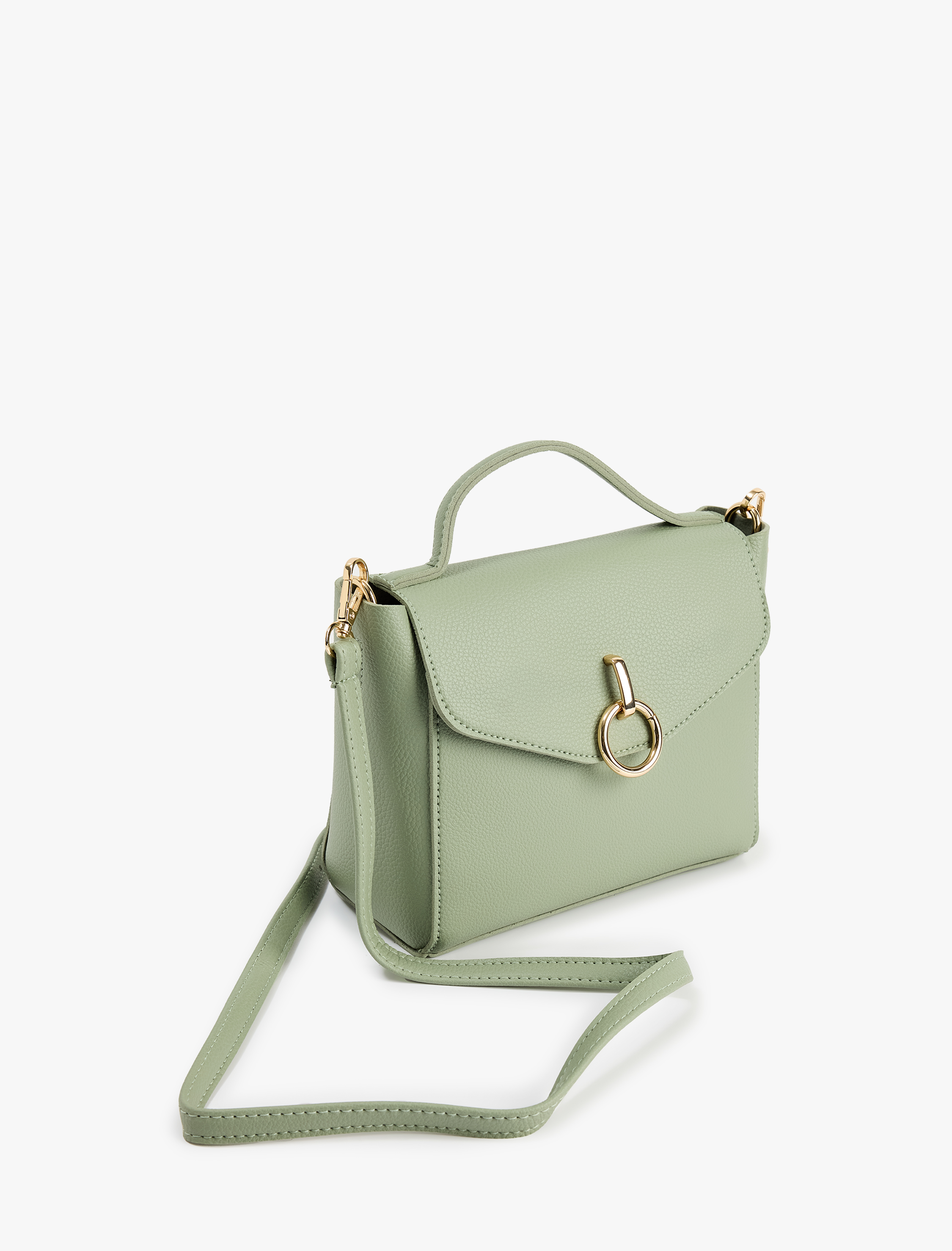  Kadın Metal Aksesuarlı Saplı Askılı Suni Deri Çapraz Çanta