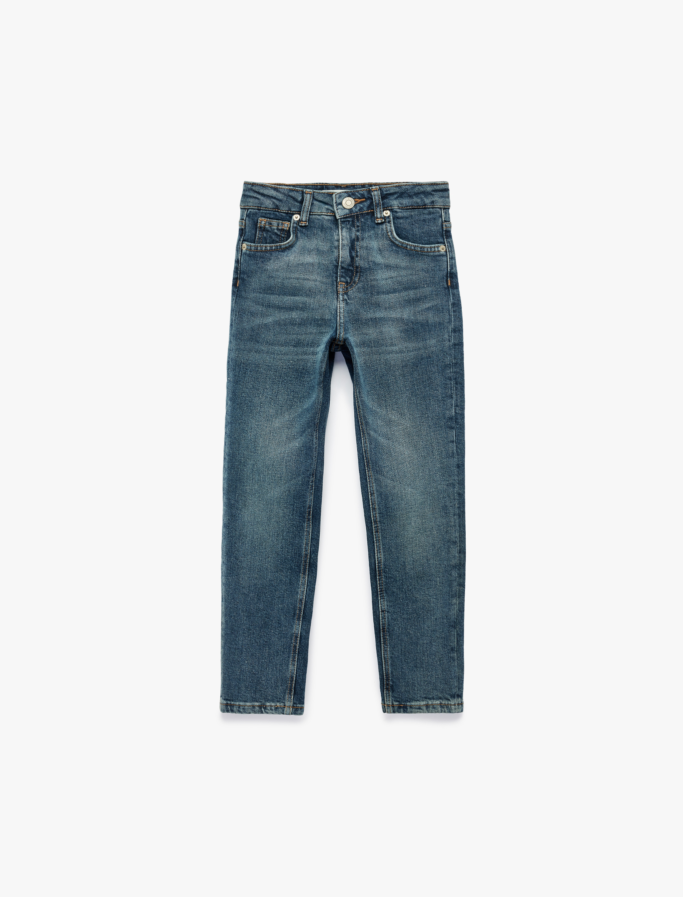 Erkek Çocuk Pamuklu Beli Ayarlanabilir Lastikli Regular Fit Denim Pantolon
