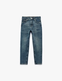 Pamuklu Beli Ayarlanabilir Lastikli Regular Fit Denim Pantolon