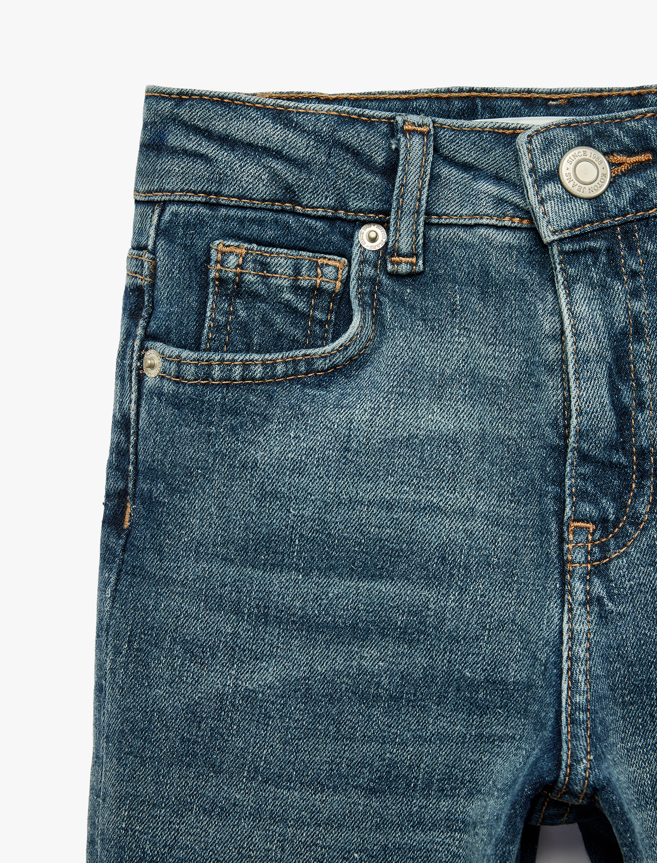  Erkek Çocuk Pamuklu Beli Ayarlanabilir Lastikli Regular Fit Denim Pantolon