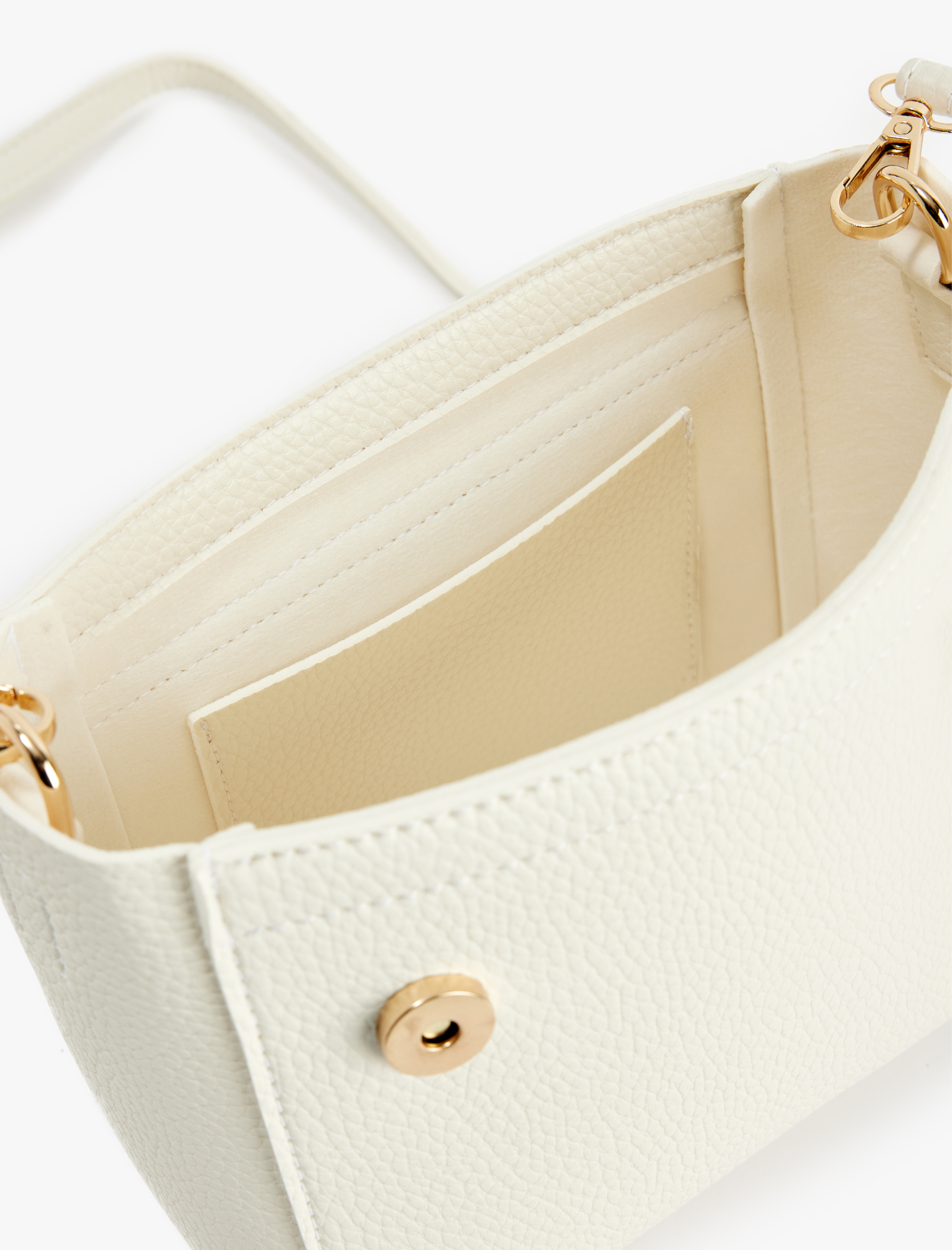  Kadın Metal Aksesuarlı Saplı Askılı Suni Deri Çapraz Çanta