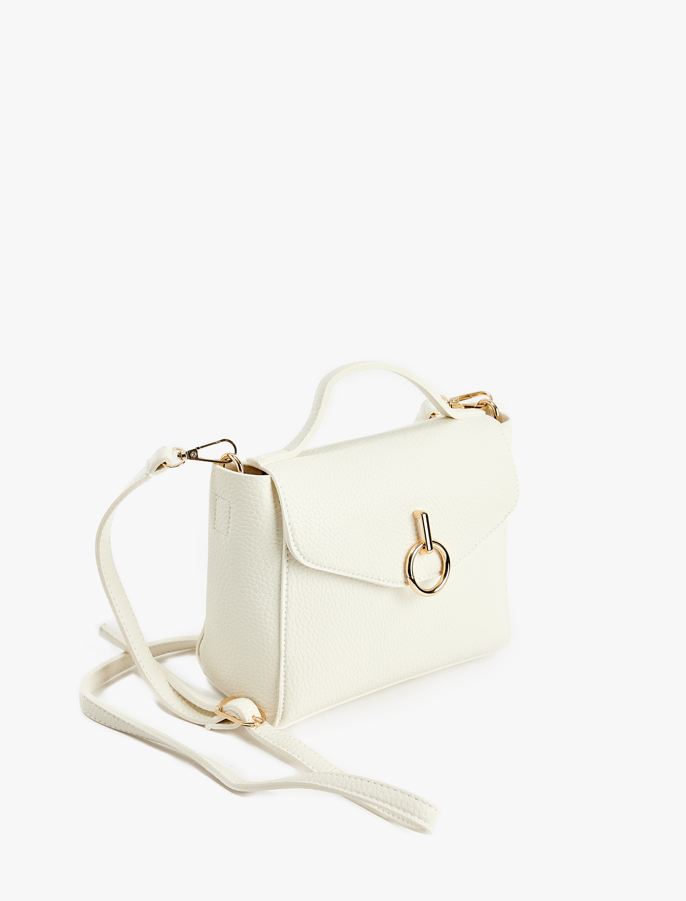  Kadın Metal Aksesuarlı Saplı Askılı Suni Deri Çapraz Çanta