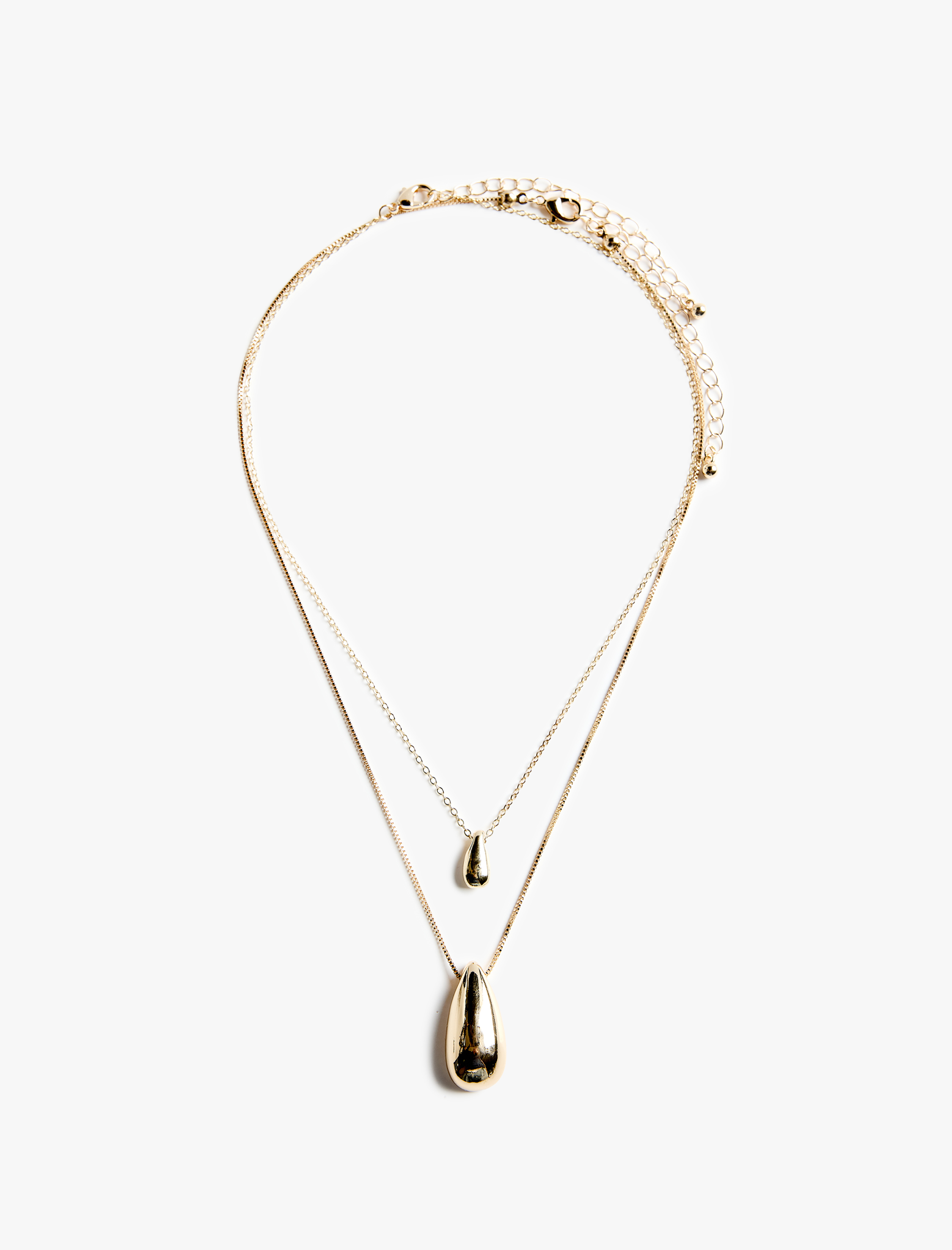  Kadın Damla Uçlu 2'li Kolye Seti