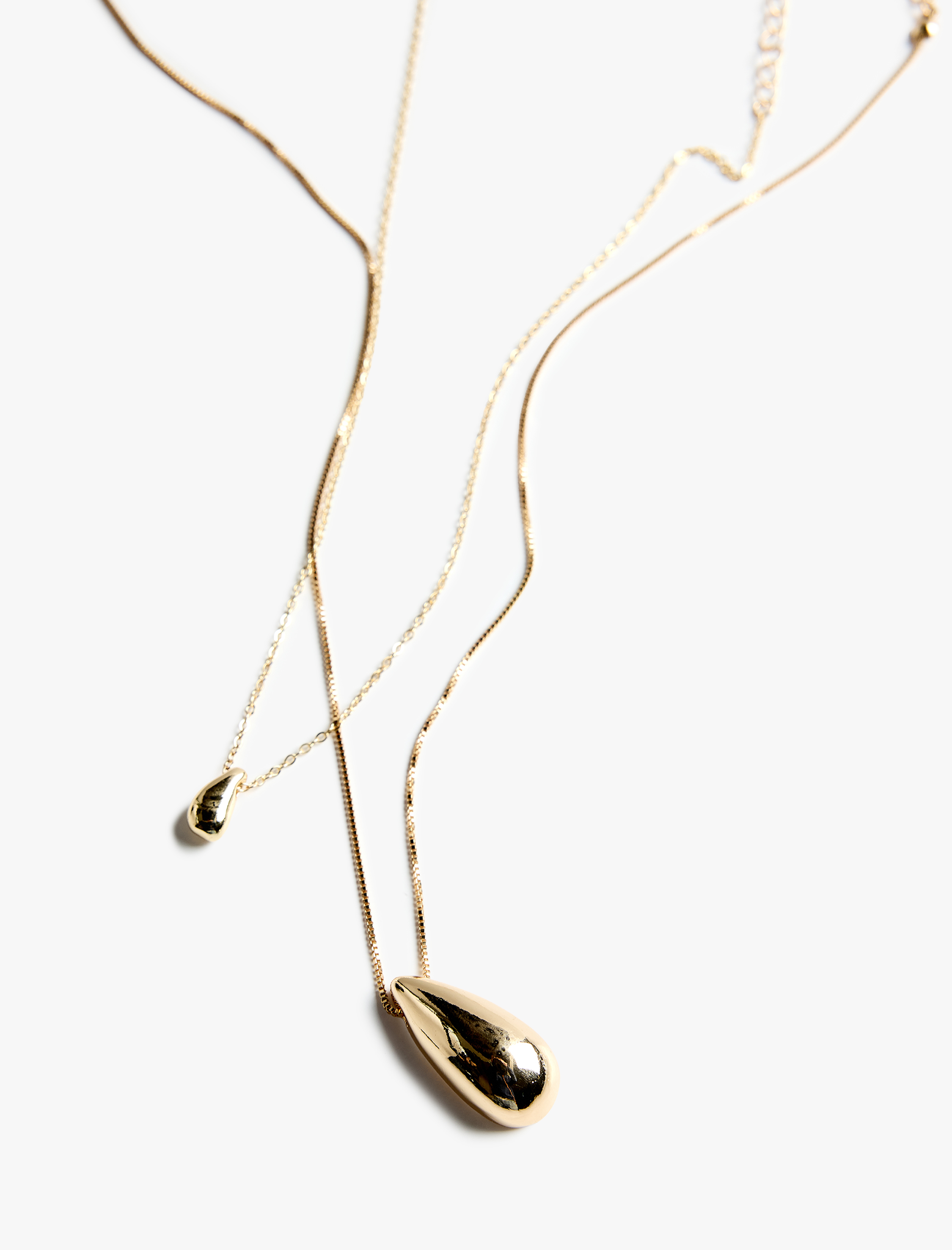  Kadın Damla Uçlu 2'li Kolye Seti