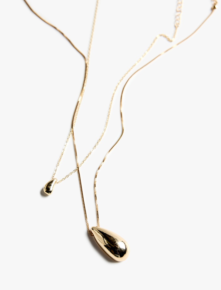 Kadın Damla Uçlu 2'li Kolye Seti